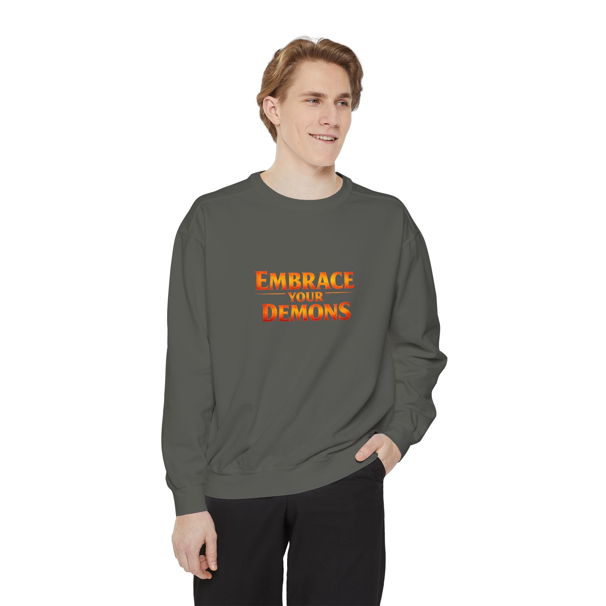 Embrace Your Demons Sweatshirt — Small Flame, Big Courage Graphic Crewneck