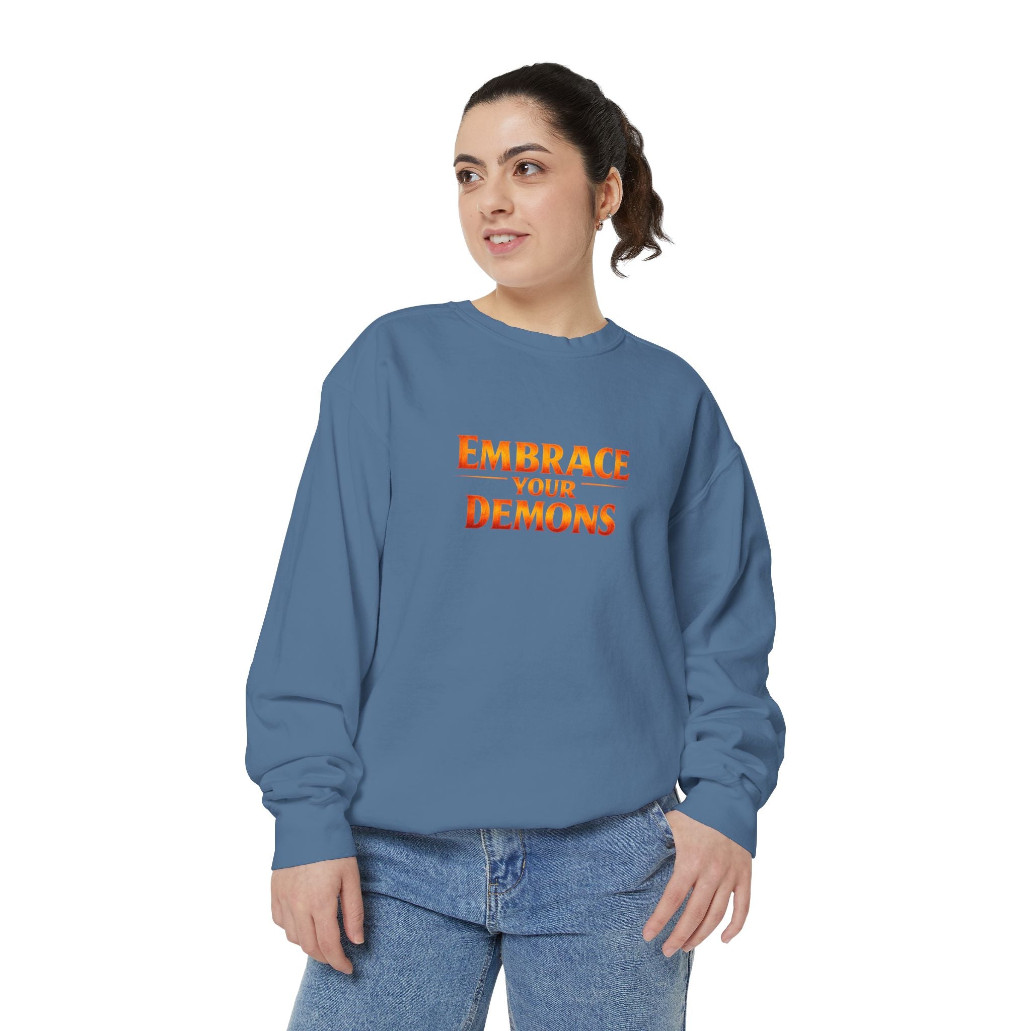 Embrace Your Demons Sweatshirt — Angel Warrior Graphic Crewneck