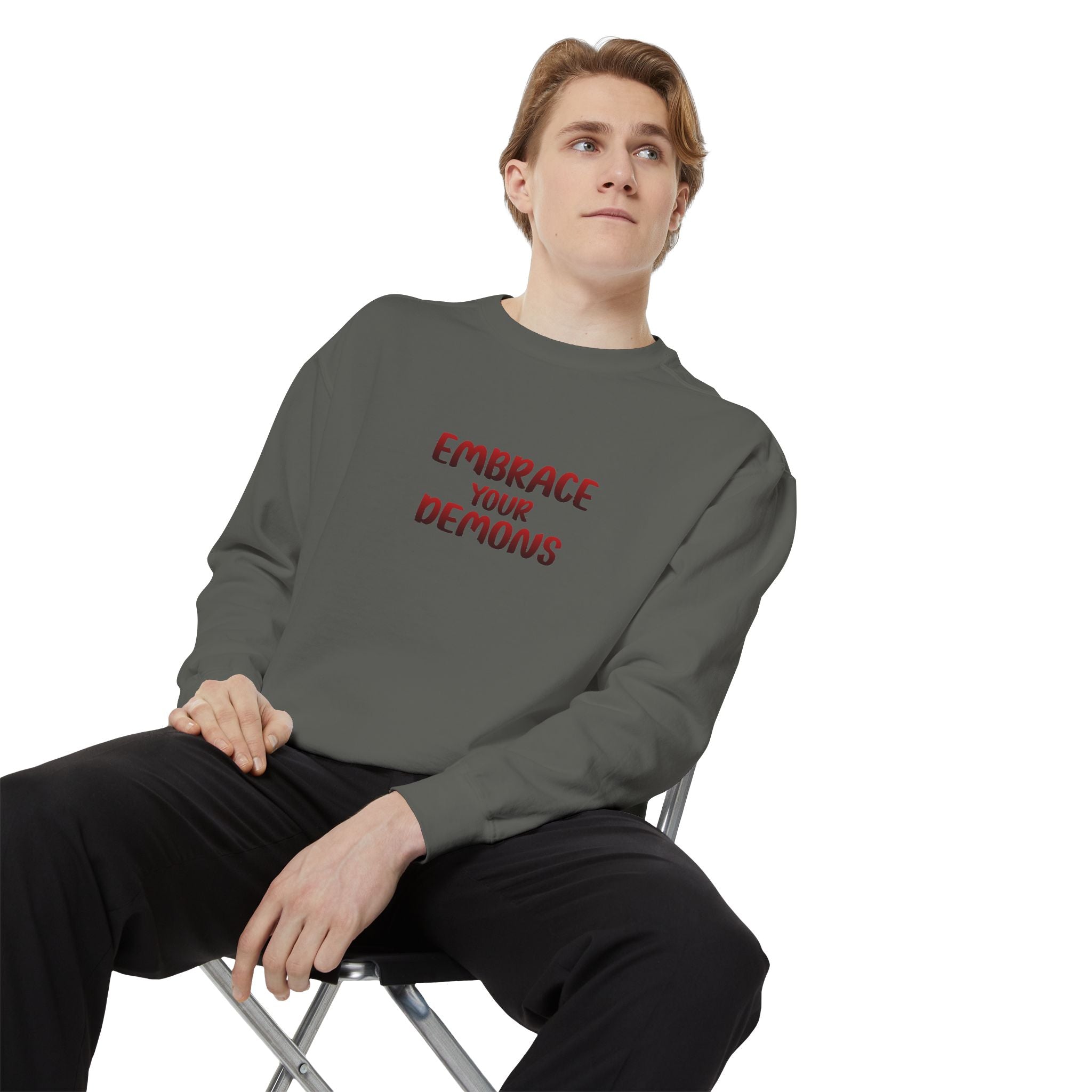 Embrace Your Demons Sweatshirt — Viking Warrior Graphic Crewneck