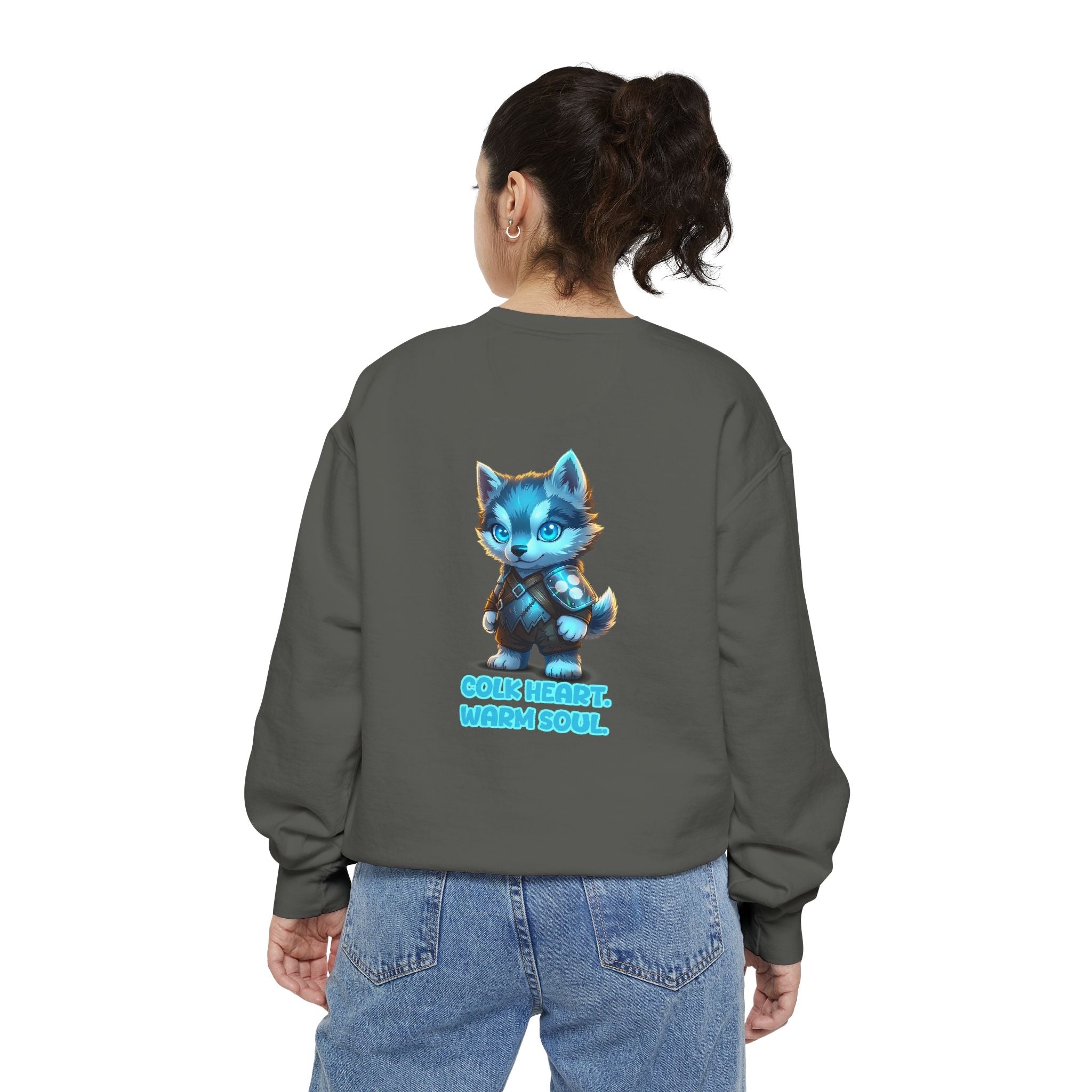 Embrace Your Demons Sweatshirt — "Cold Heart, Warm Soul" Cat Graphic Sweatshirt