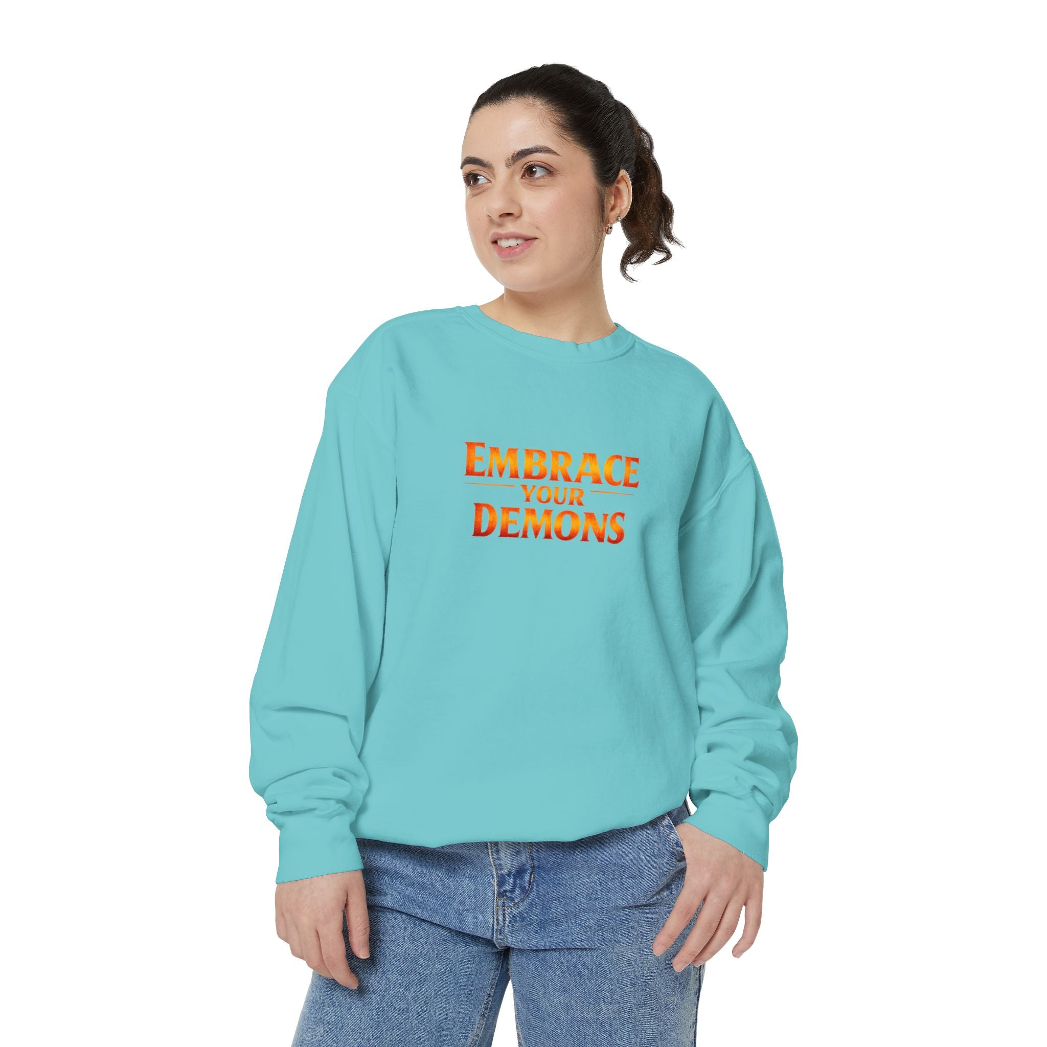 Embrace Your Demons Sweatshirt — Angel Warrior Graphic Crewneck