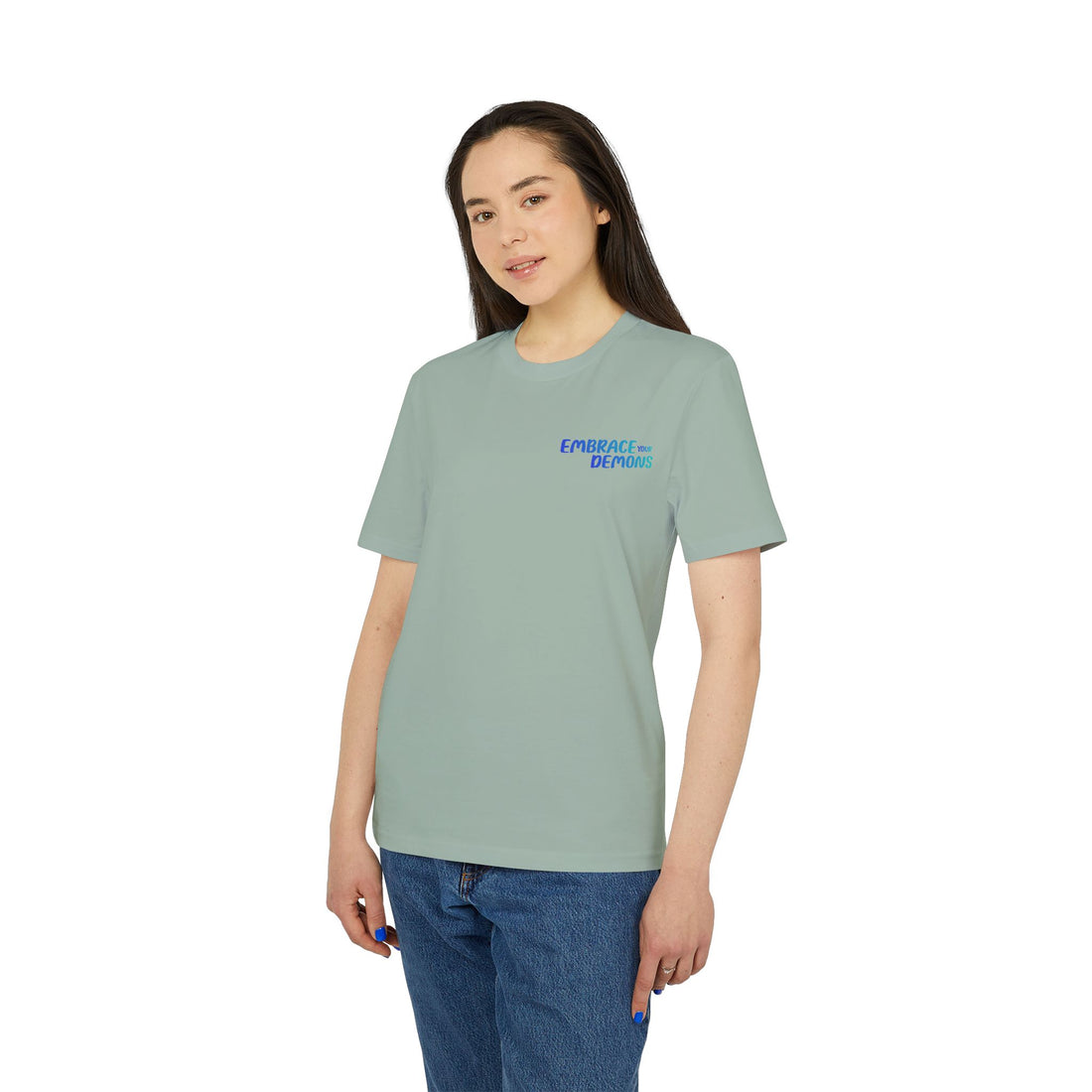 T-Shirt — Embrace the Demons Graphic Tee (Blue Rope Swing Illustration)