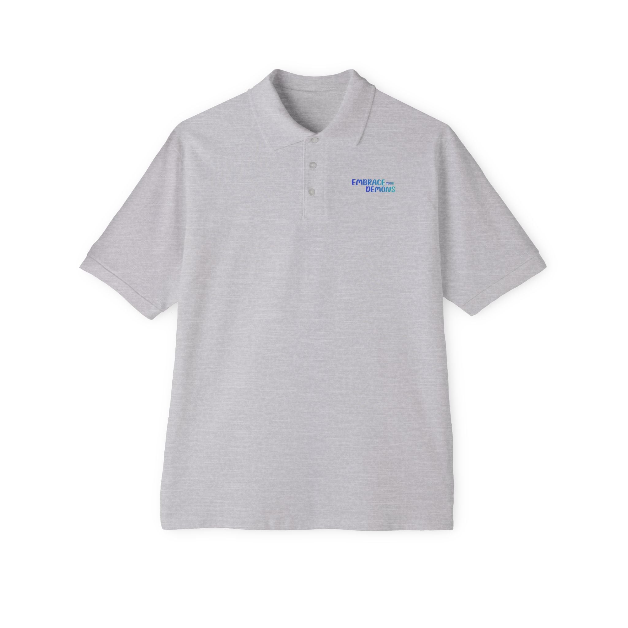 Men's Polo — 'Cold Heart, Warm Soul' Blue Cat Graphic