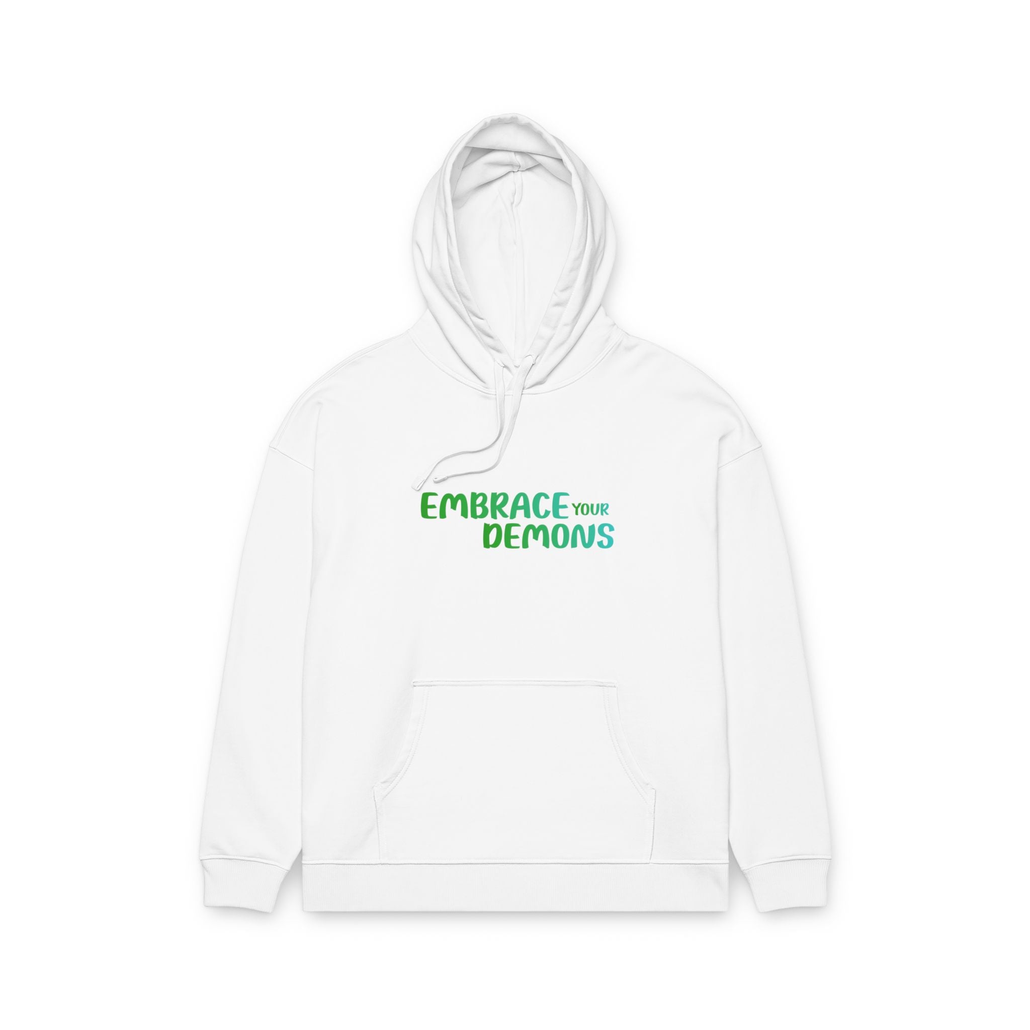 Embrace Your Demons Hoodie — Green Forest Creature Graphic Hoodie