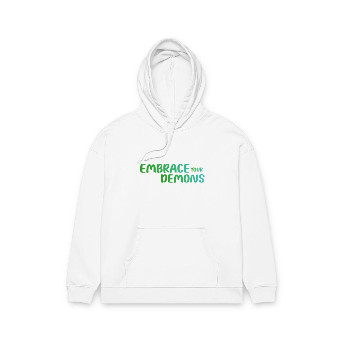 Embrace Your Demons Hoodie — Green Forest Creature Graphic Hoodie