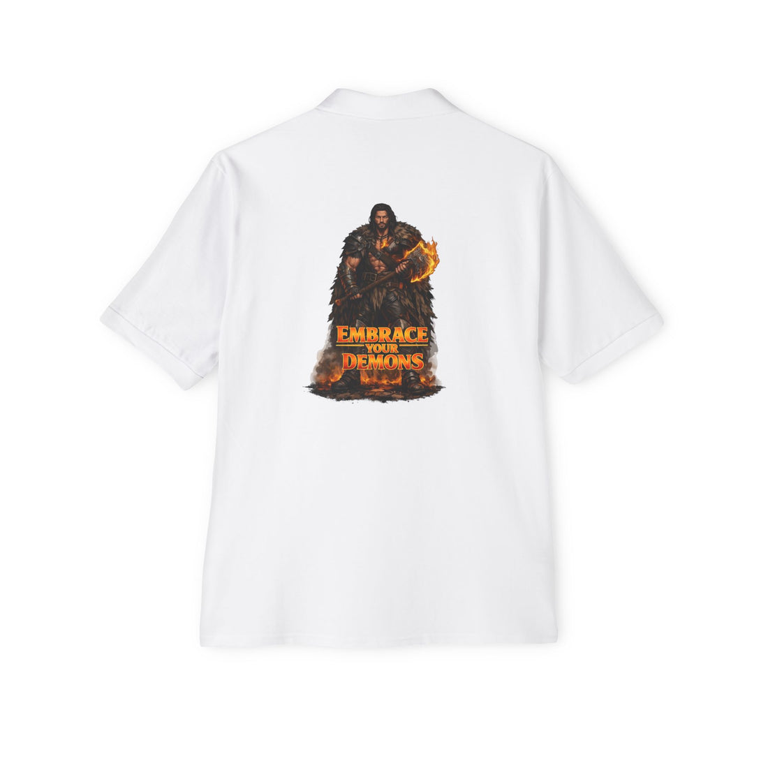 Men's Polo — 'Embrace The Demons' Graphic Chest & Back Print