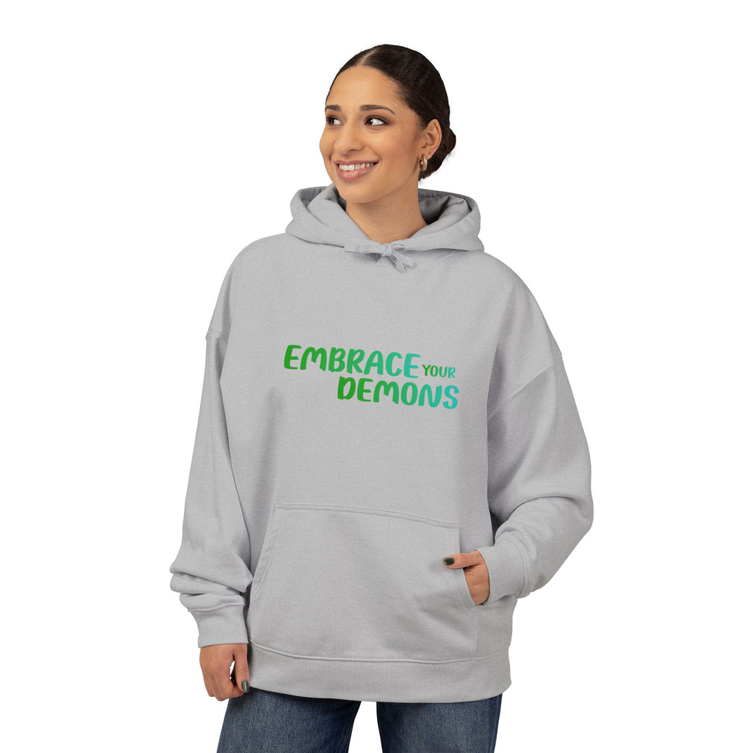 Embrace Your Demons Hoodie — Green Forest Creature Graphic Hoodie