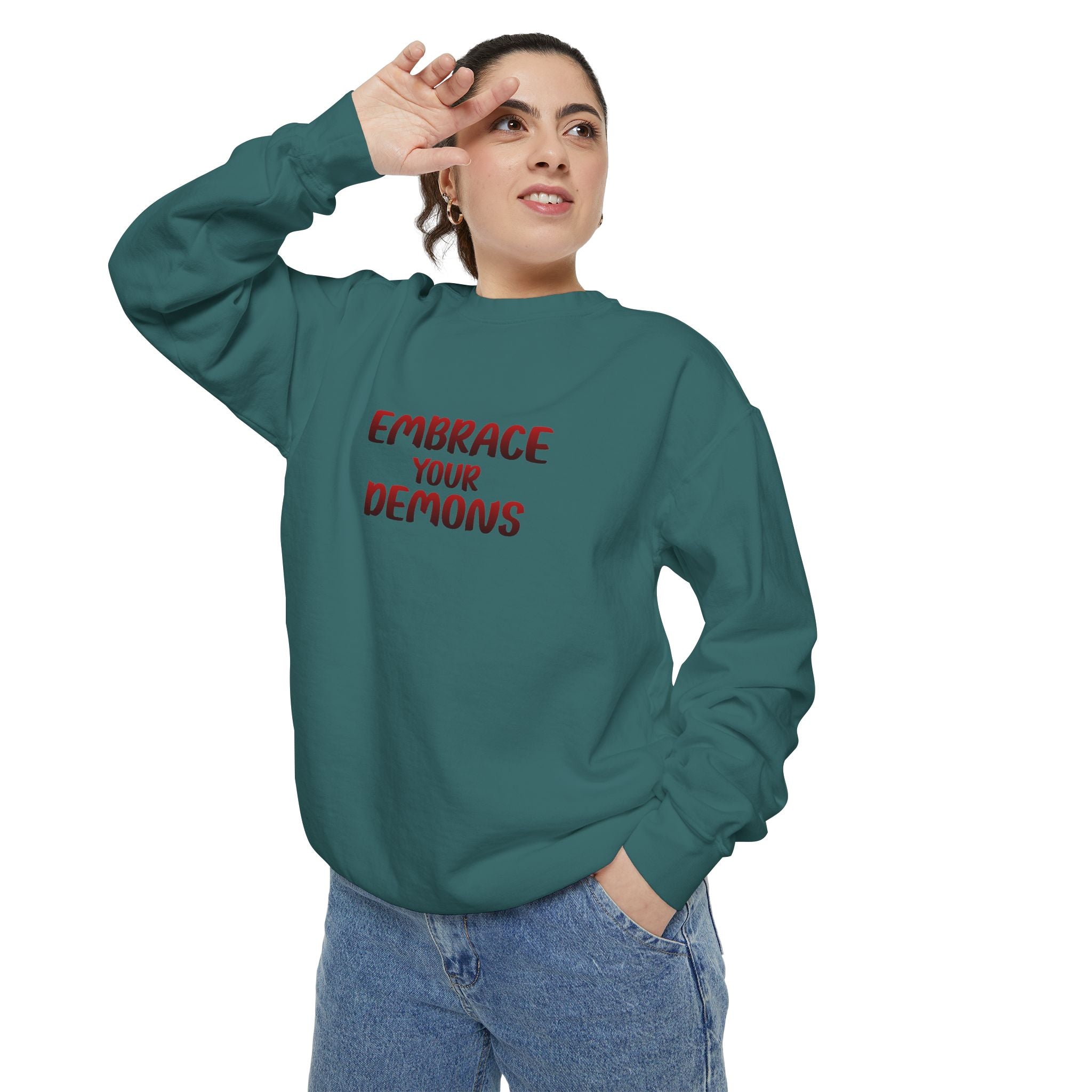 Embrace Your Demons Sweatshirt — Viking Warrior Graphic Crewneck