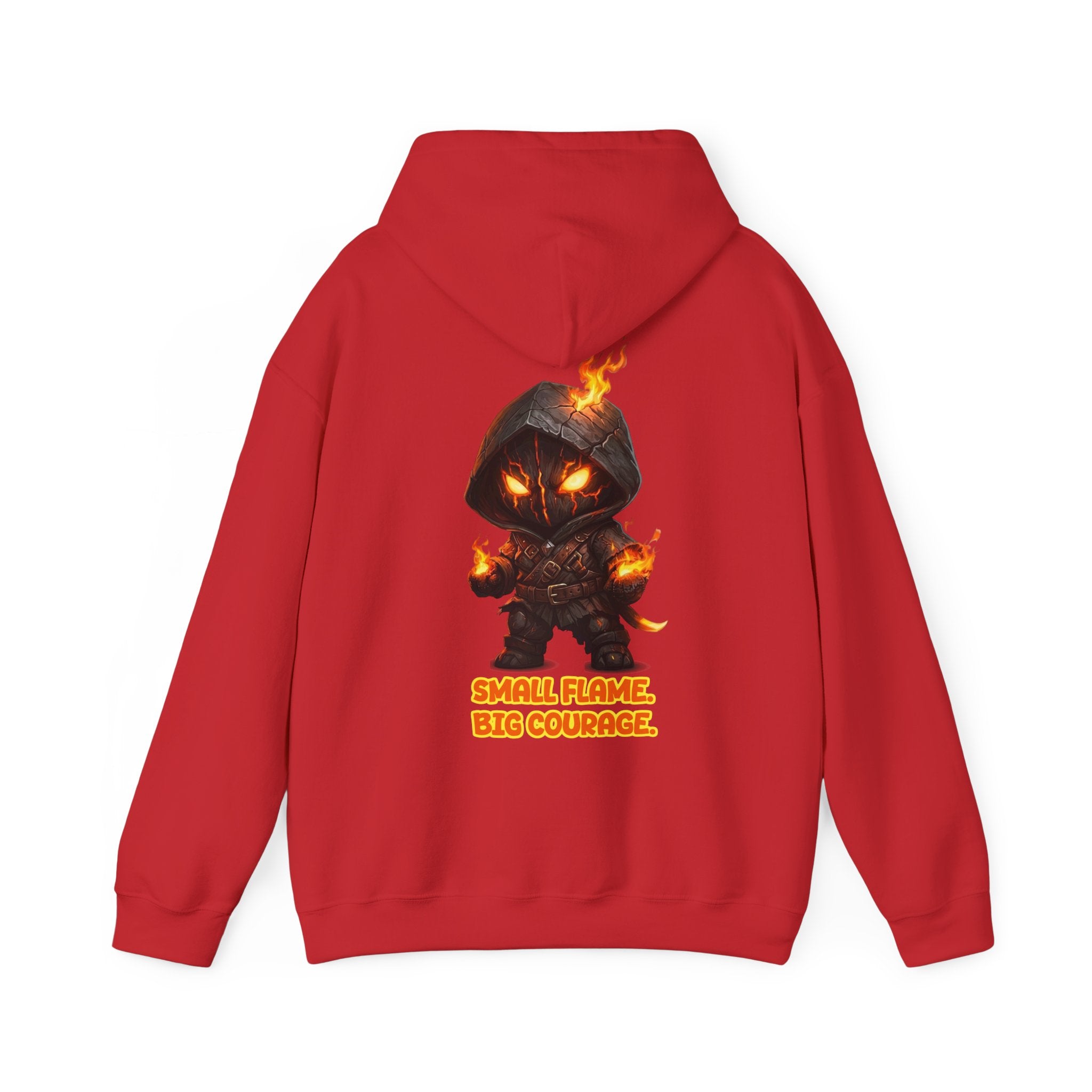 "Embrace Your Demons" Flame Hooded Sweatshirt (Small Flame, Big Courage)