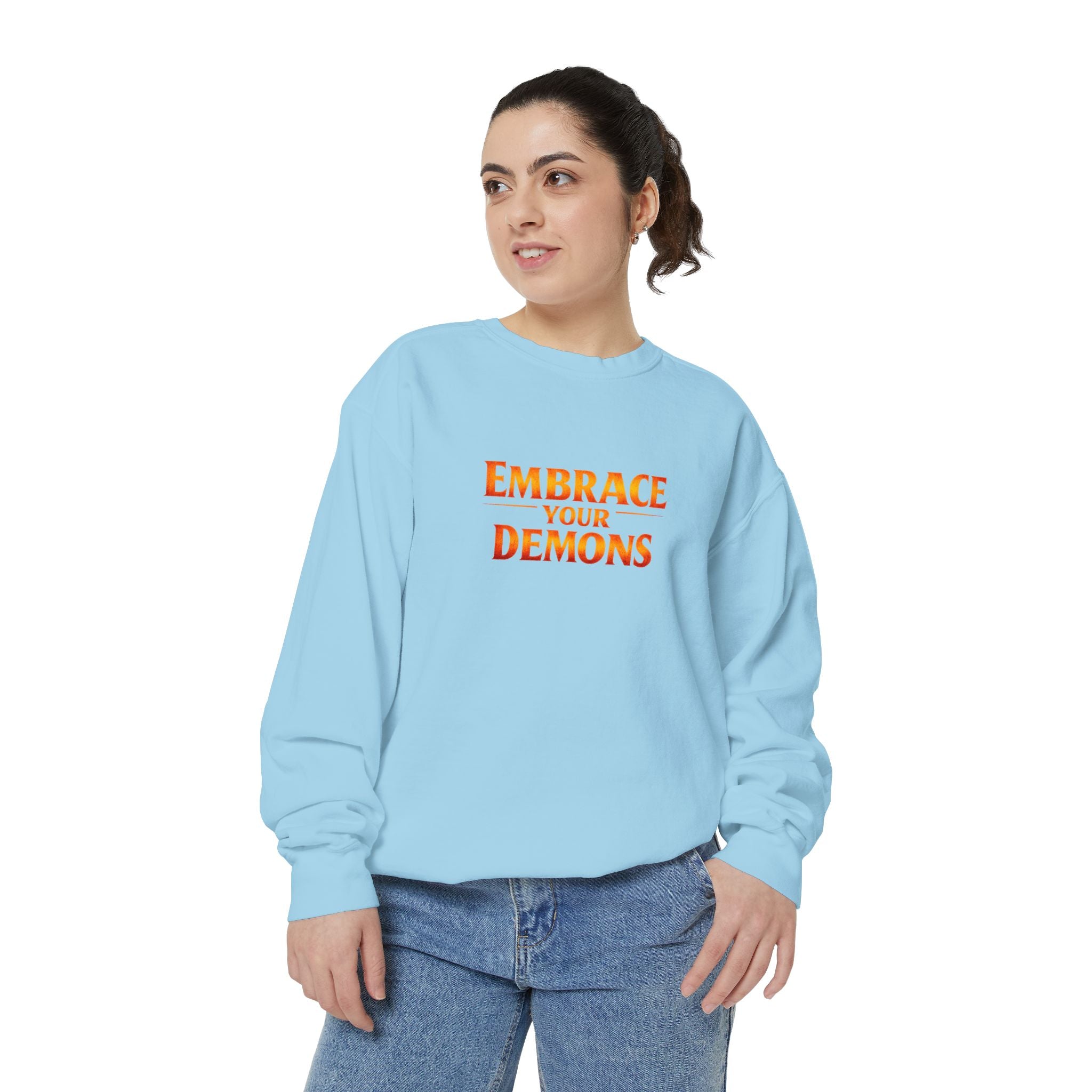 Embrace Your Demons Sweatshirt — Angel Warrior Graphic Crewneck