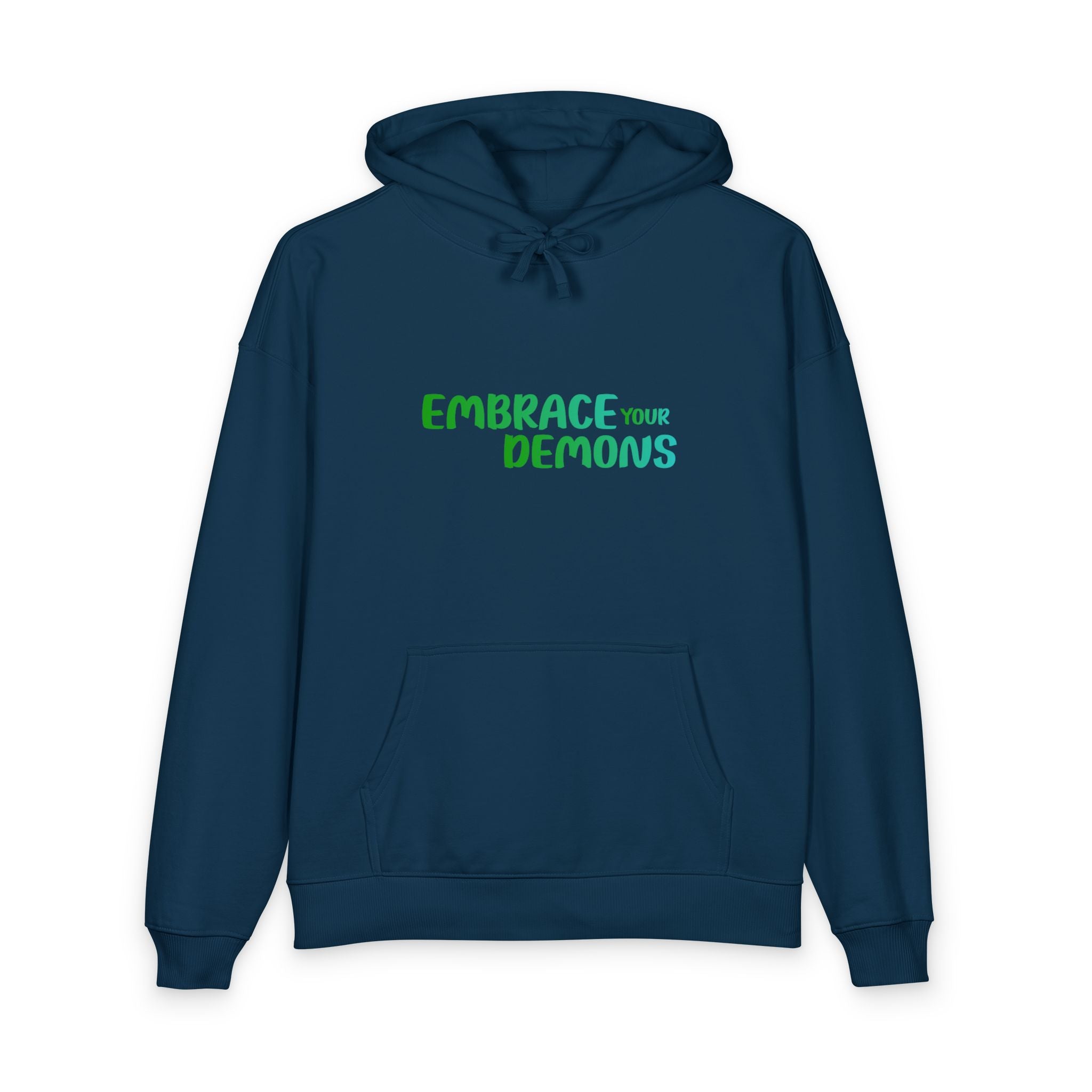 Embrace Your Demons Hoodie — Green Forest Creature Graphic Hoodie