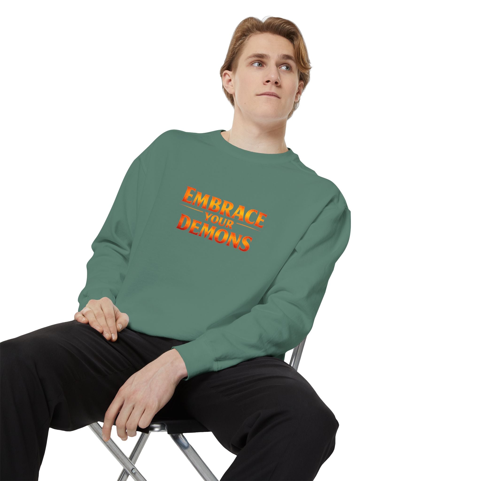 Embrace Your Demons Sweatshirt — Angel Warrior Graphic Crewneck