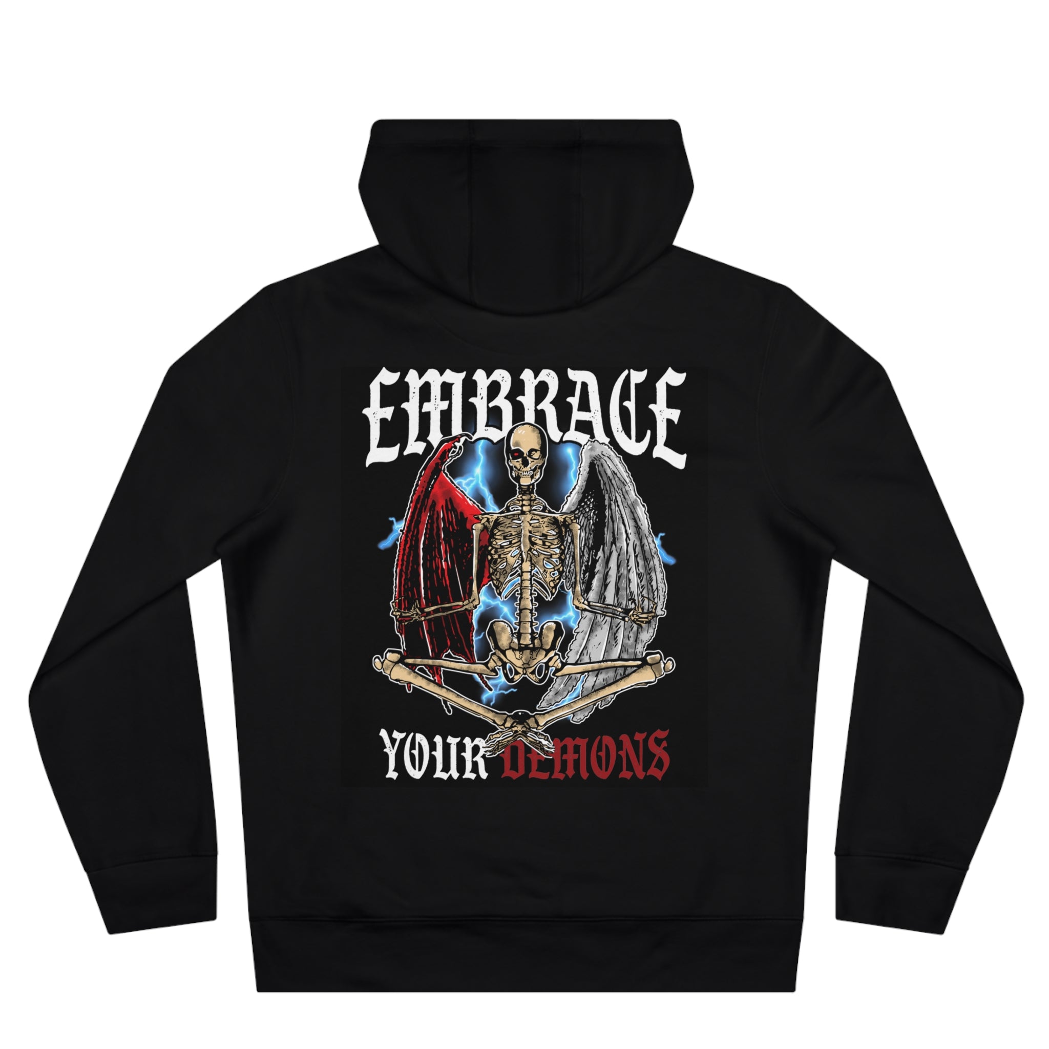 Embrace Your Demons Hoodie — Gothic Skeleton Angel King Hooded Sweatshirt