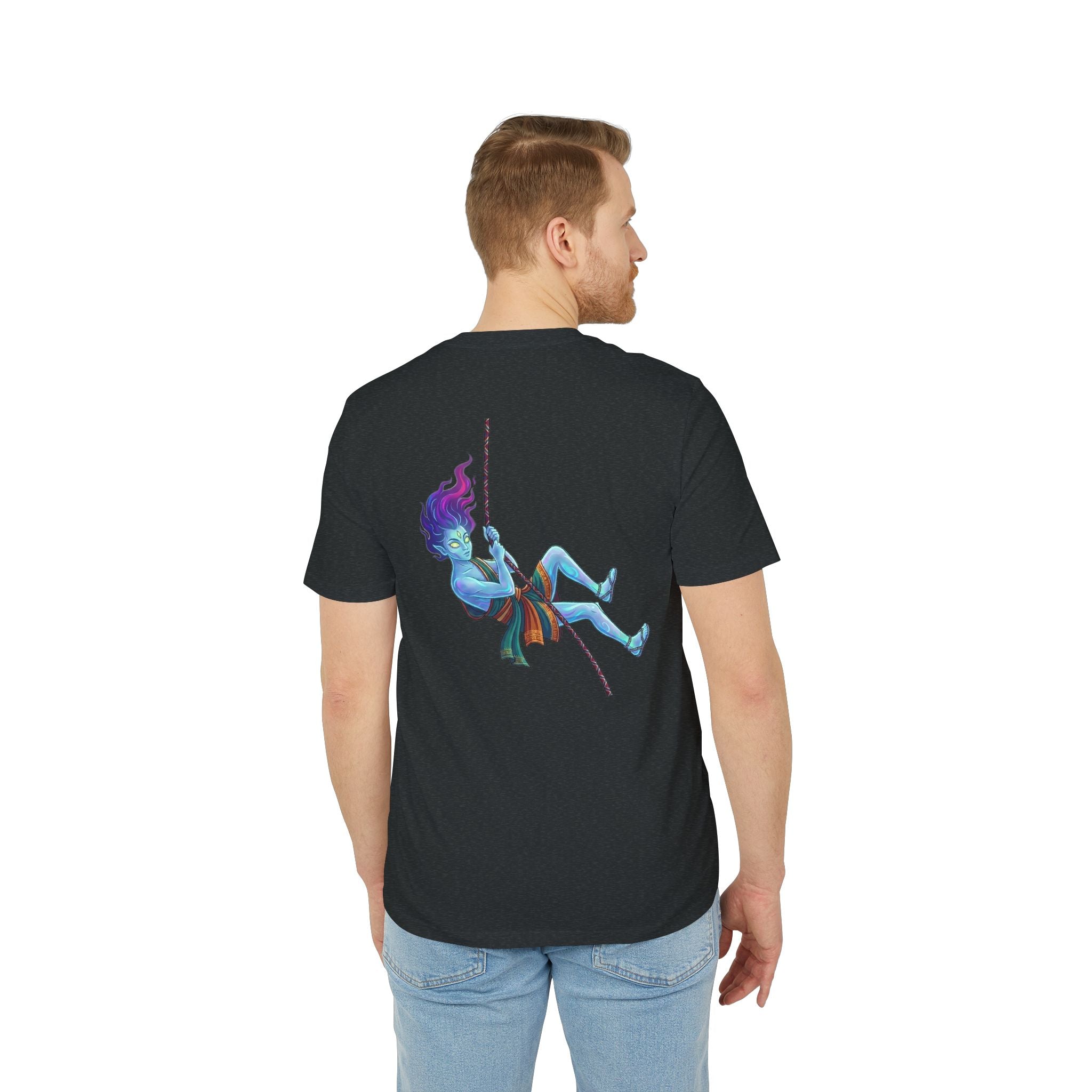 T-Shirt — Embrace the Demons Graphic Tee (Blue Rope Swing Illustration)