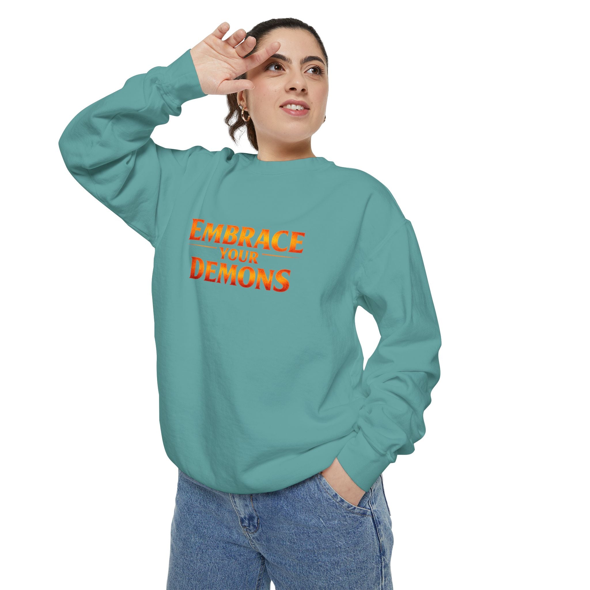 Embrace Your Demons Sweatshirt — Angel Warrior Graphic Crewneck