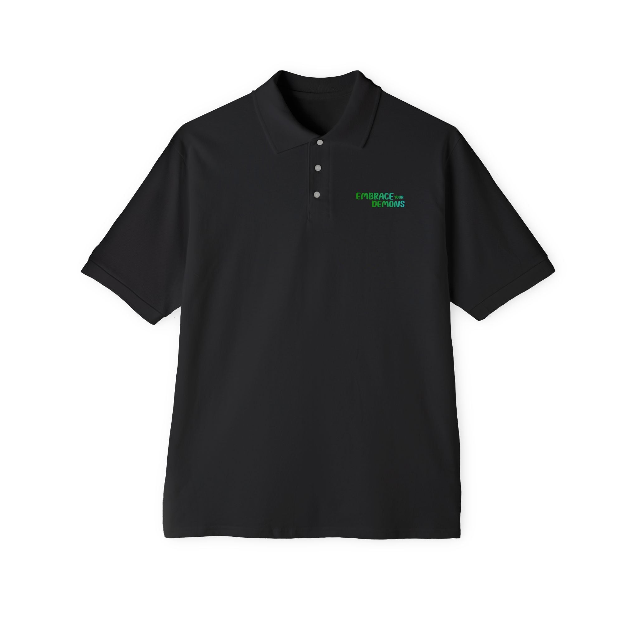 Men's Anime Flame Warrior Polo — Graphic Back Print with Subtle Chest Text