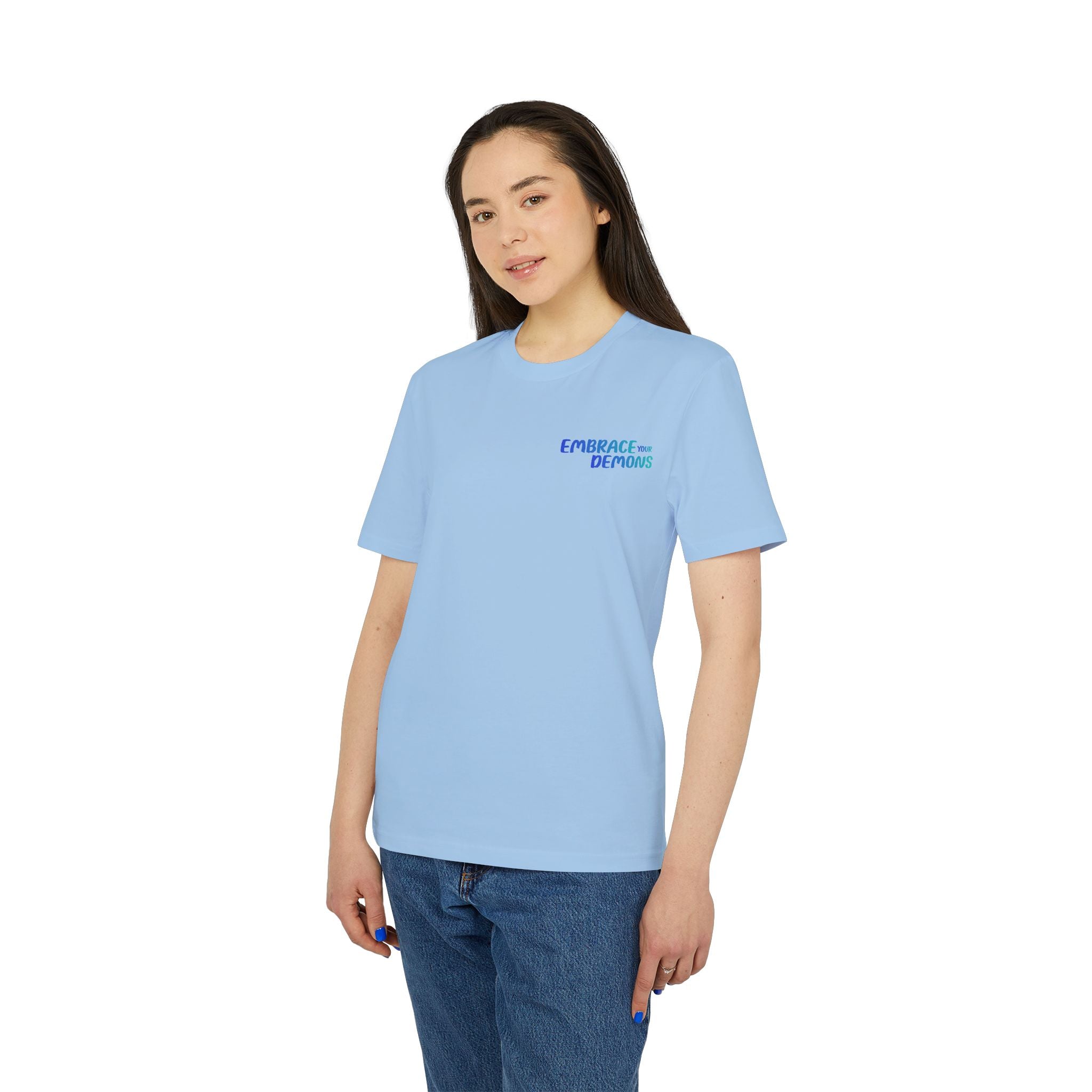 T-Shirt — Embrace the Demons Graphic Tee (Blue Rope Swing Illustration)