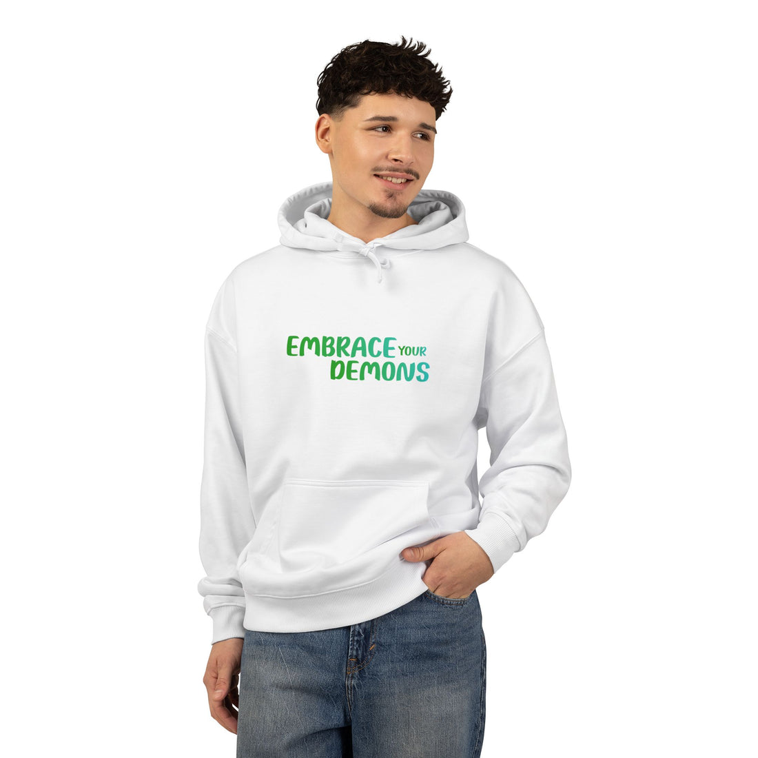 Embrace Your Demons Hoodie — Green Forest Creature Graphic Hoodie