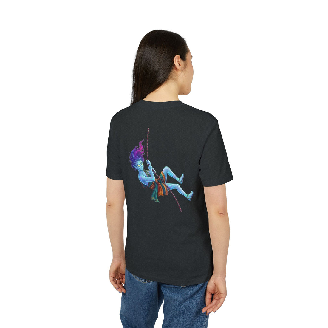 T-Shirt — Embrace the Demons Graphic Tee (Blue Rope Swing Illustration)