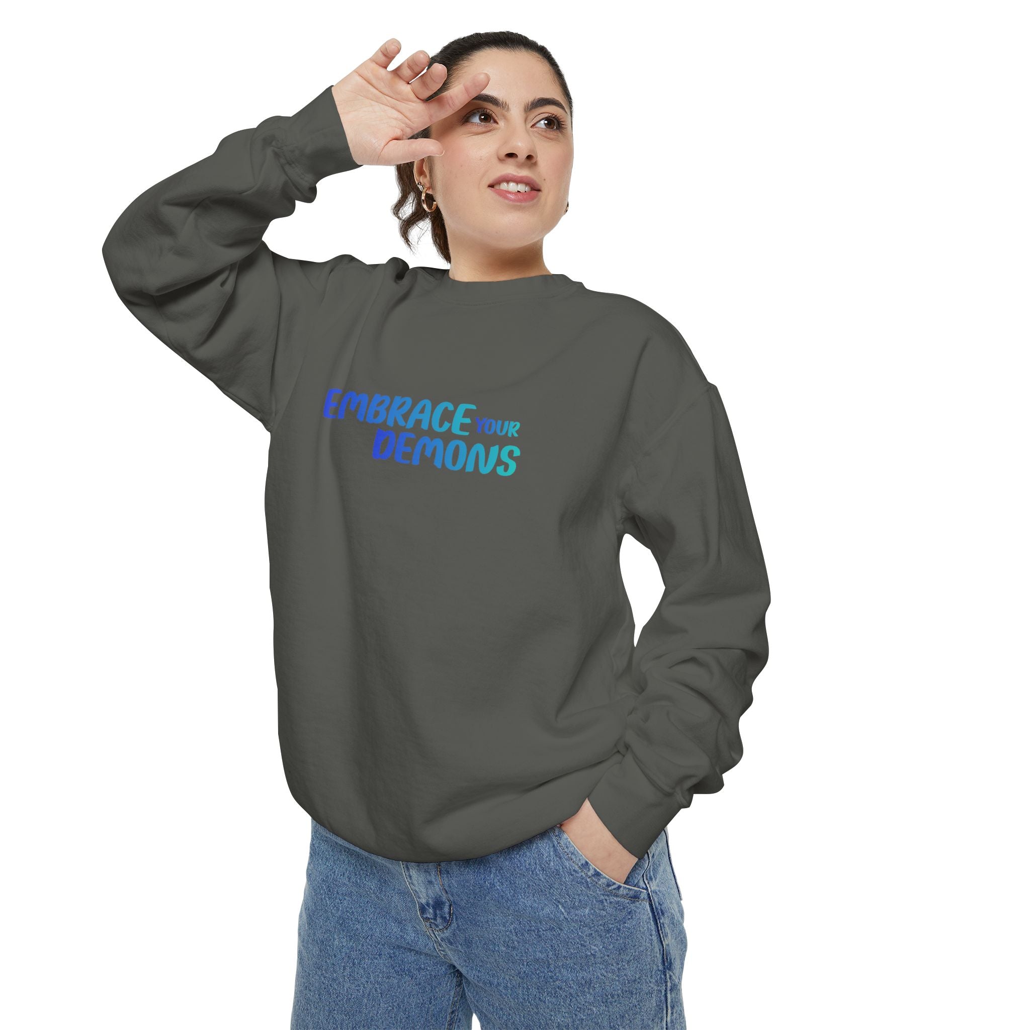 Sweatshirt — "Embrace Your Demons" Demon Climber Graphic Sweatshirt