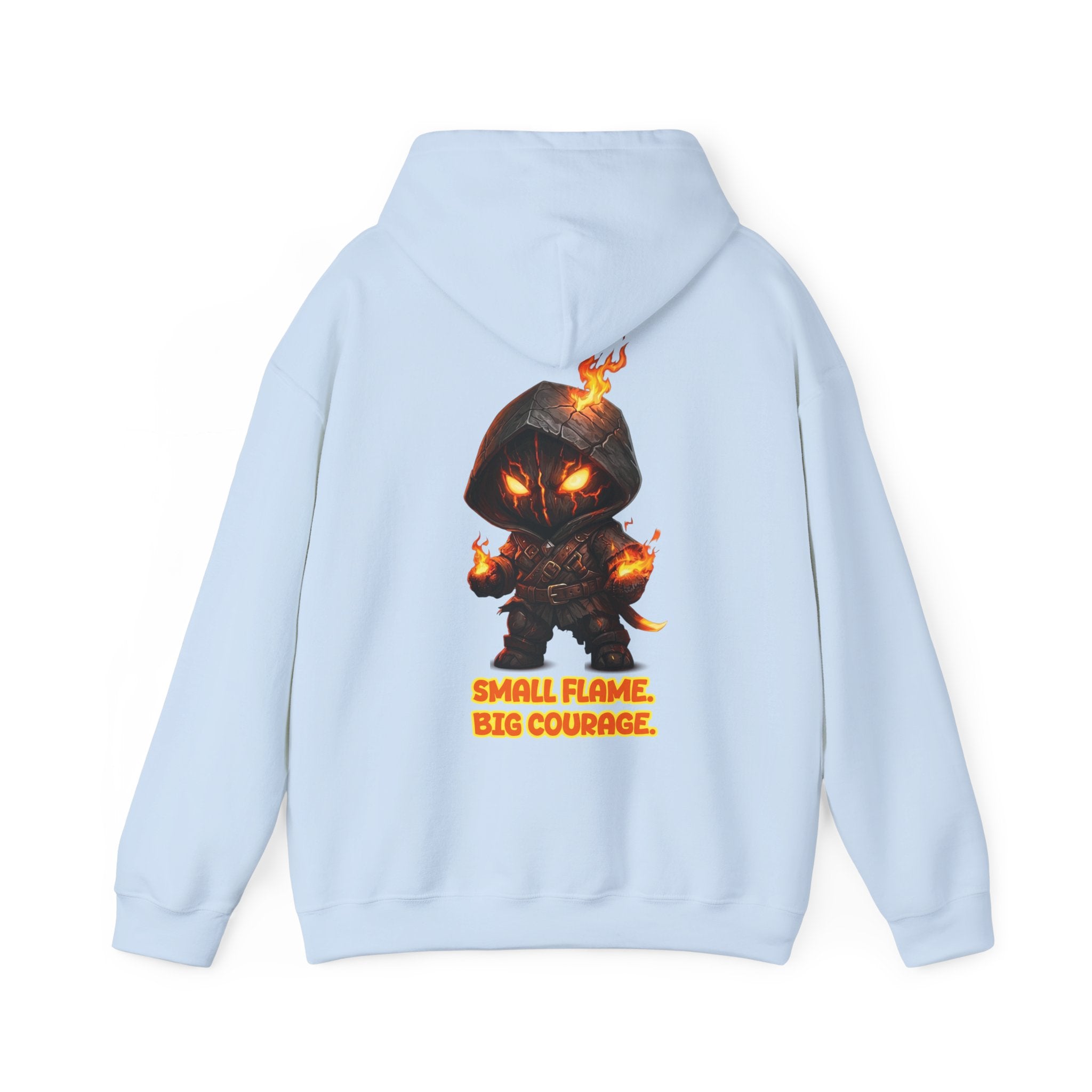 "Embrace Your Demons" Flame Hooded Sweatshirt (Small Flame, Big Courage)