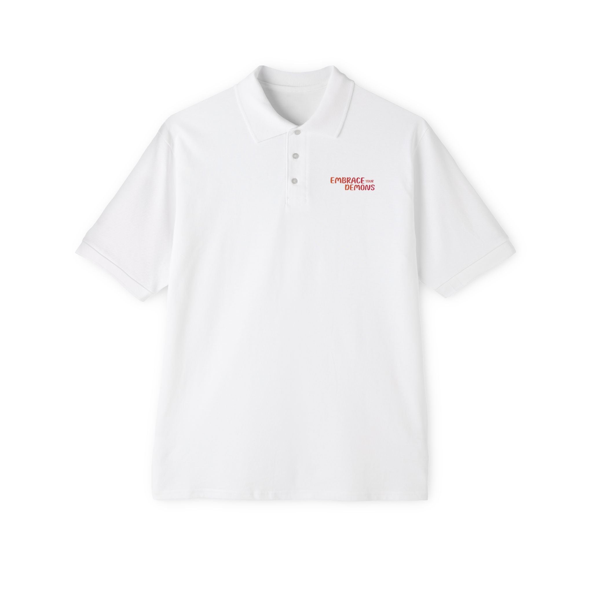 Embrace Your Demons Men's Polo — Graphic Spiritual/Kawaii Demon Back Print