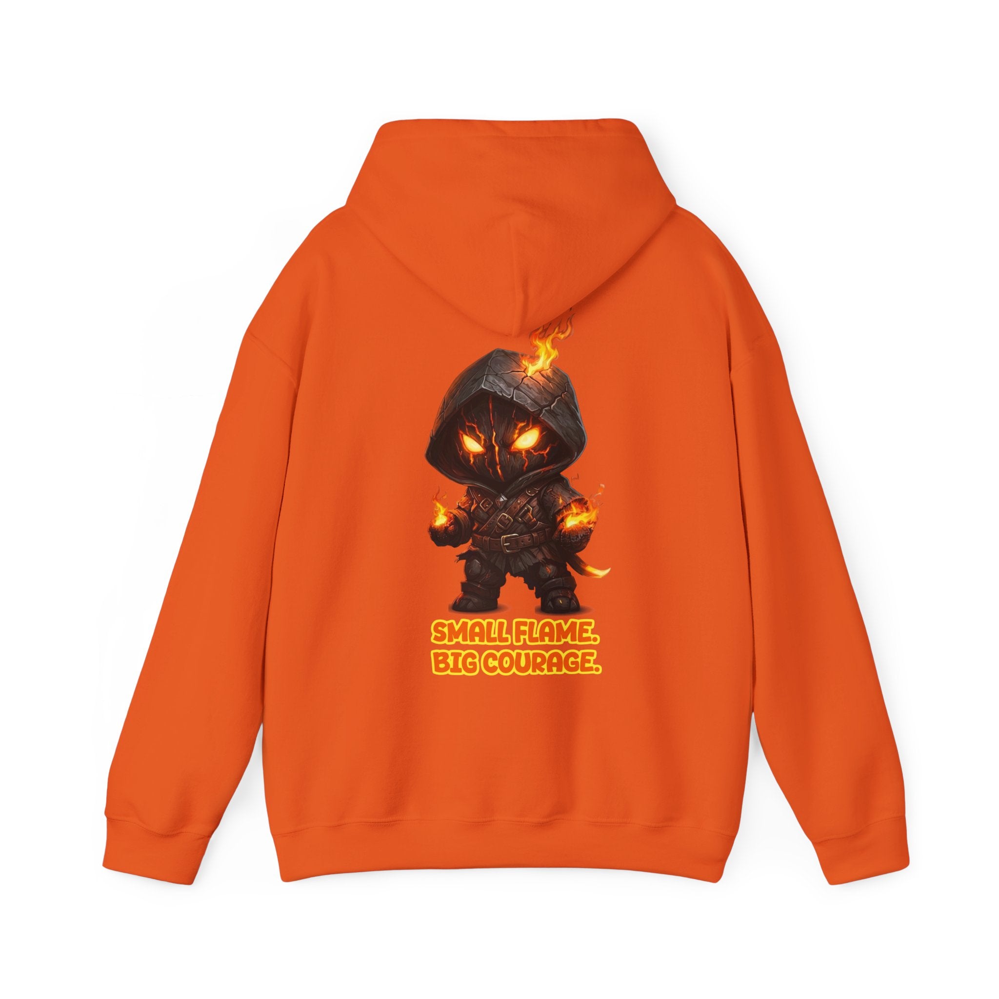 "Embrace Your Demons" Flame Hooded Sweatshirt (Small Flame, Big Courage)