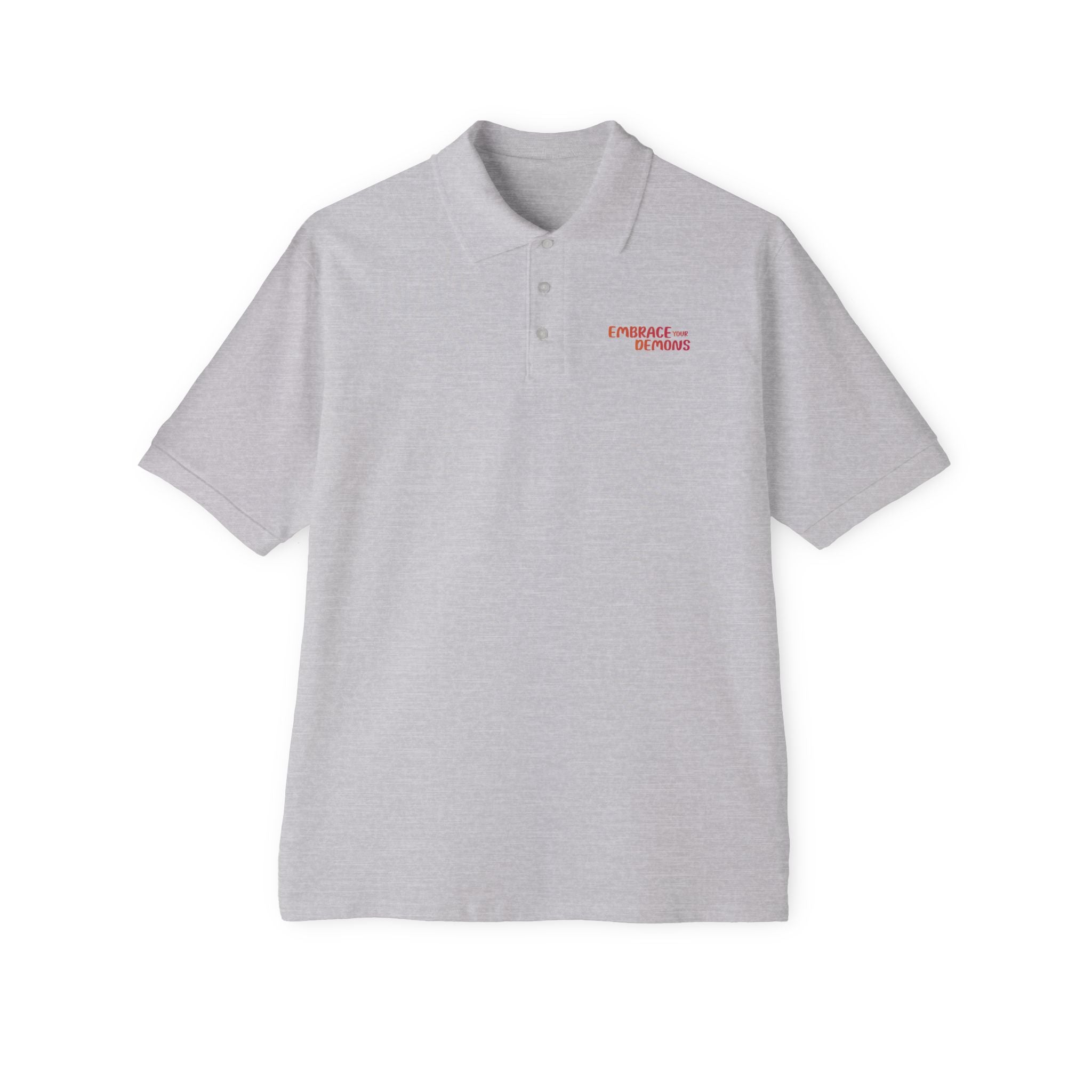 Embrace Your Demons Men's Polo — Graphic Spiritual/Kawaii Demon Back Print