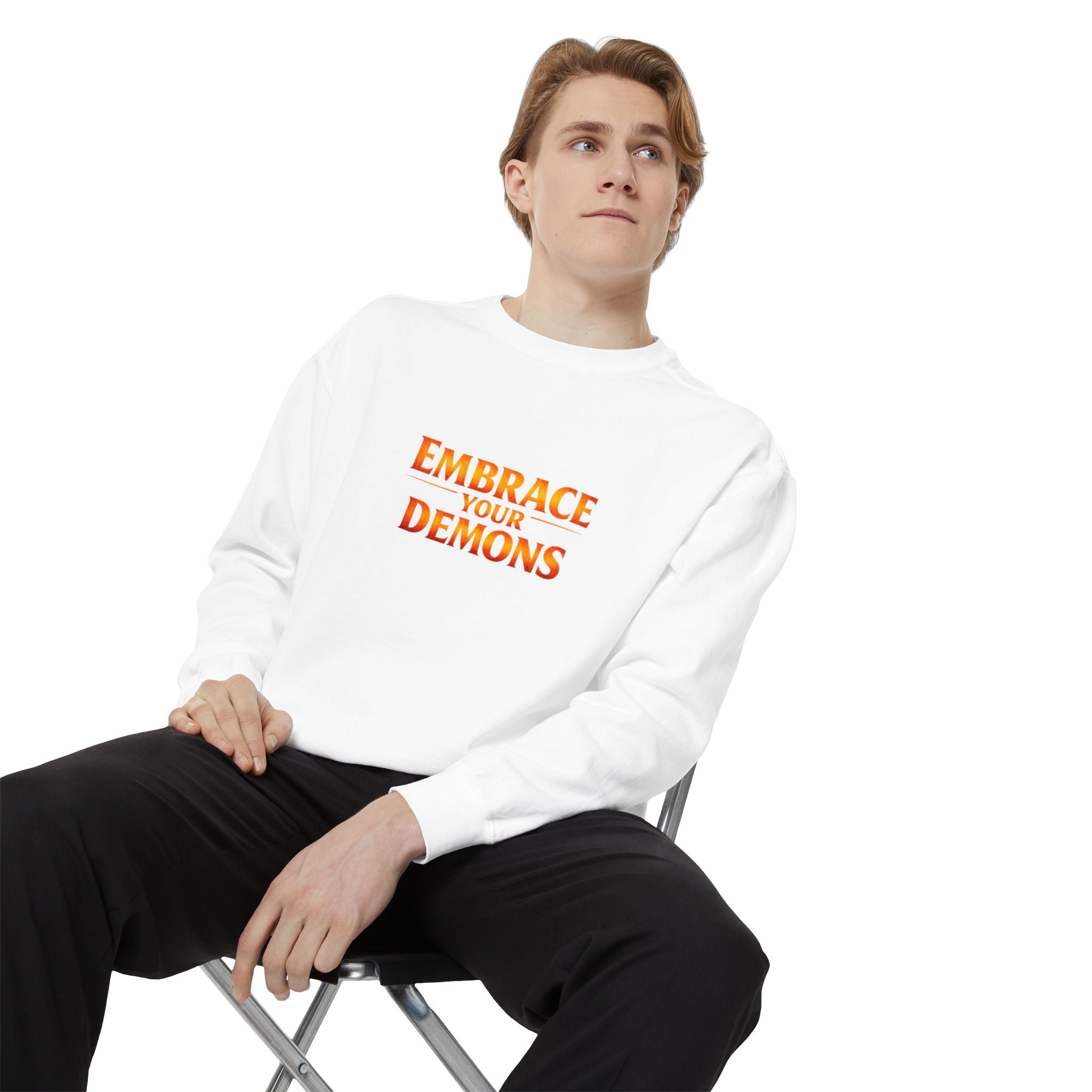Embrace Your Demons Sweatshirt — Small Flame, Big Courage Graphic Crewneck
