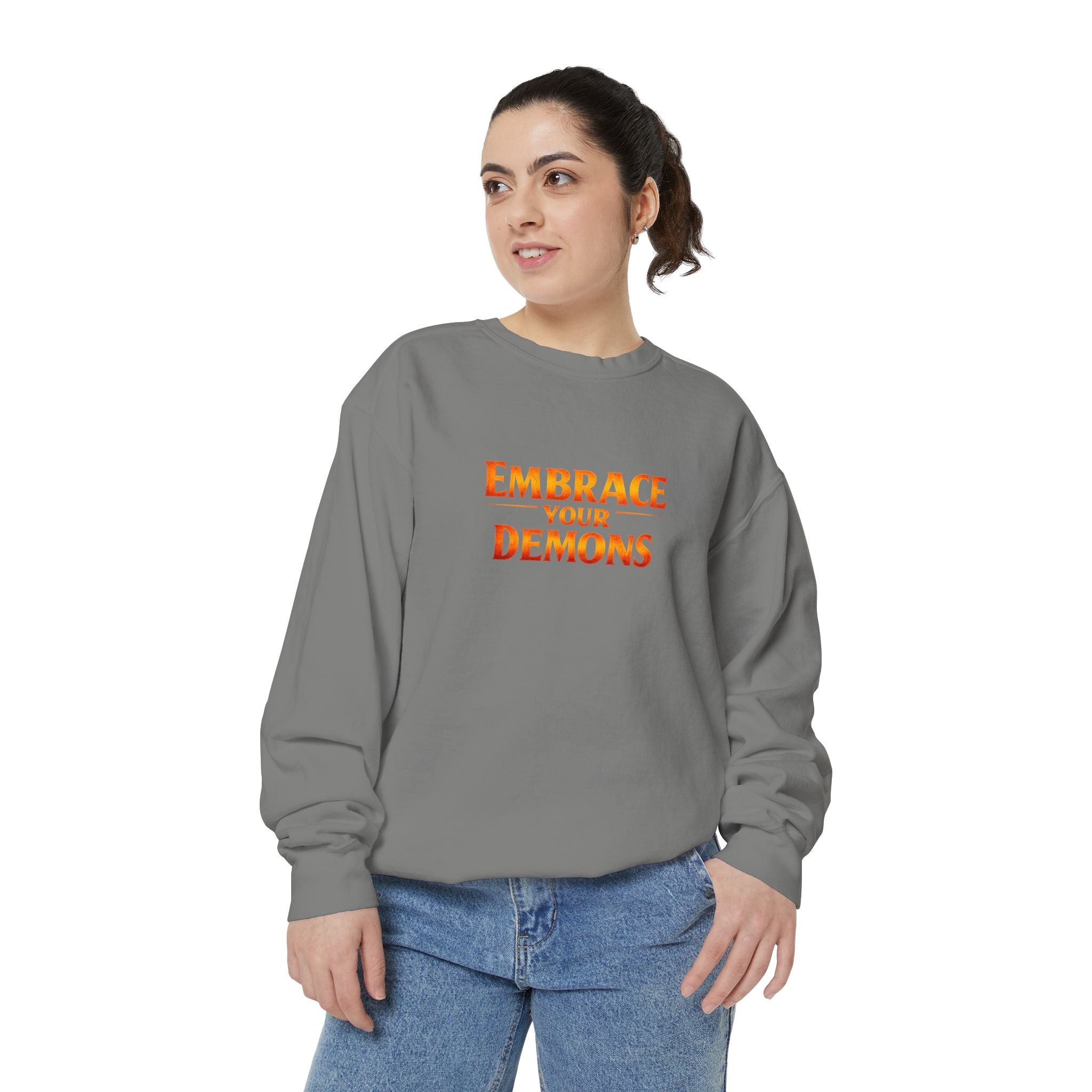 Embrace Your Demons Sweatshirt — Angel Warrior Graphic Crewneck