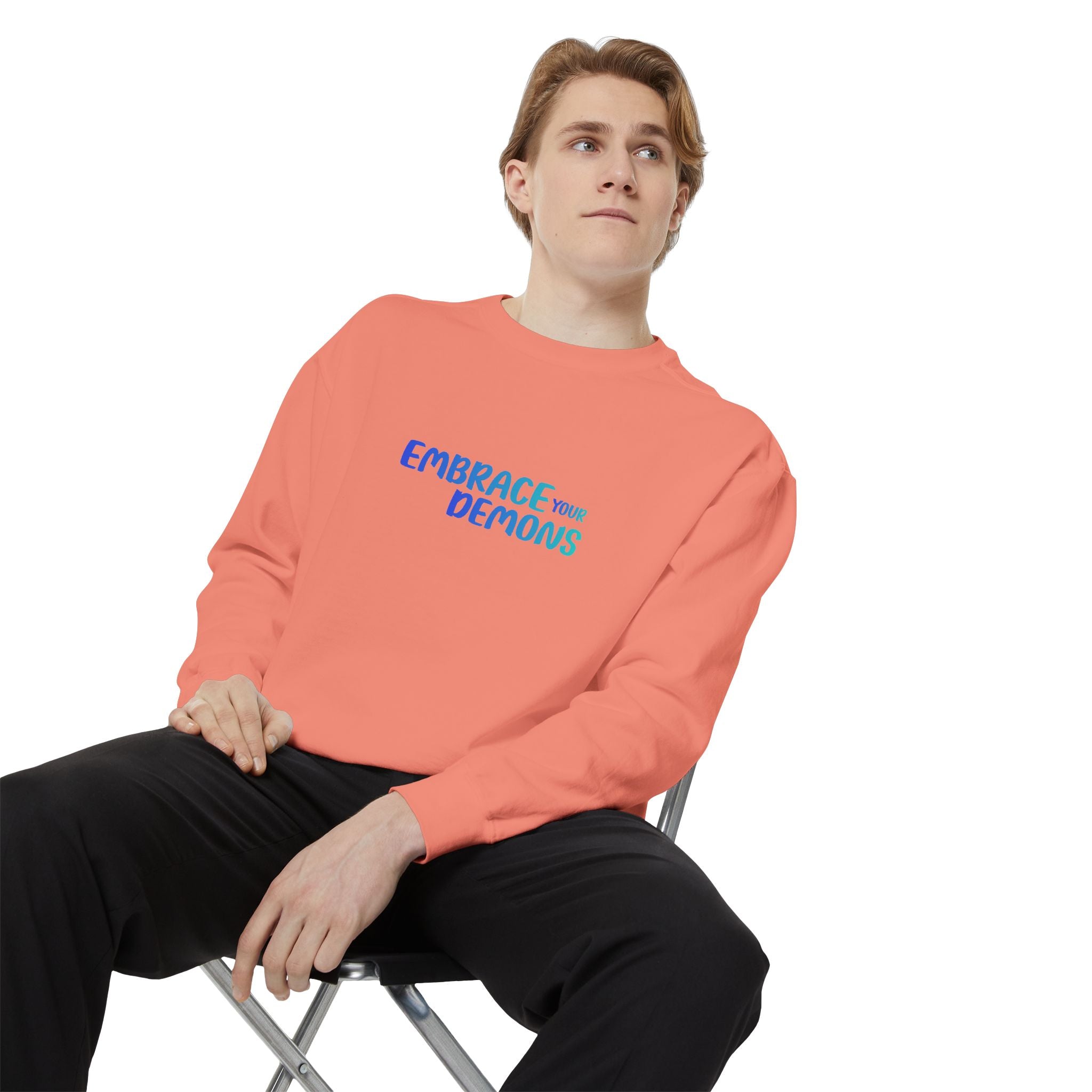 Embrace Your Demons Sweatshirt — "Cold Heart, Warm Soul" Cat Graphic Sweatshirt