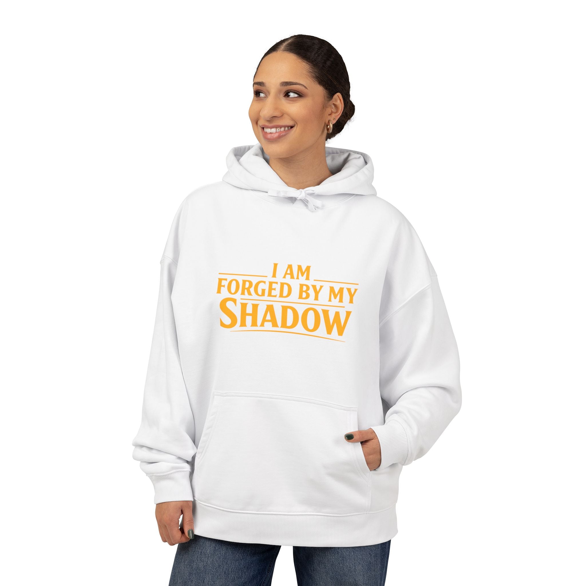 Angel Knight Hoodie — “I Am Forged by My Shadow” Graphic Pullover