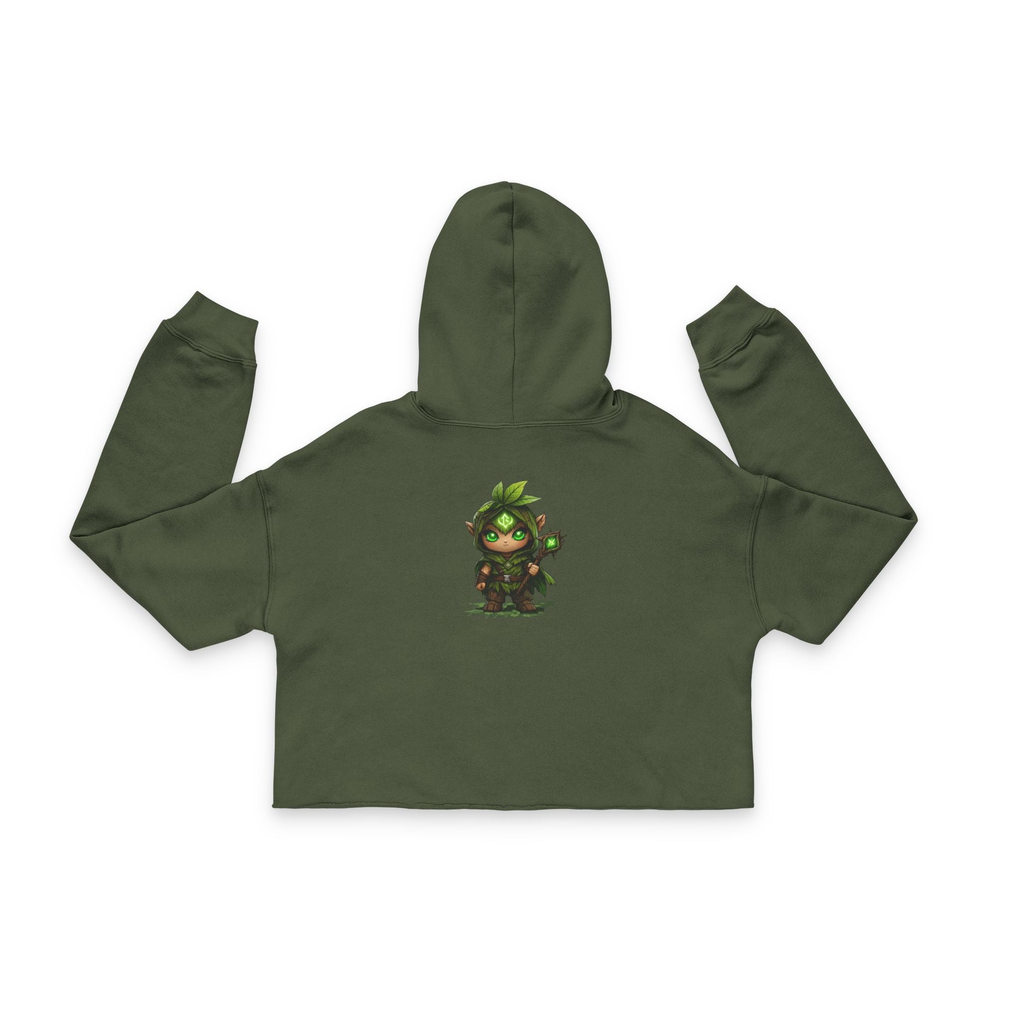 Cropped Hoodie "Embrace the Demons" Green Demon Graphic