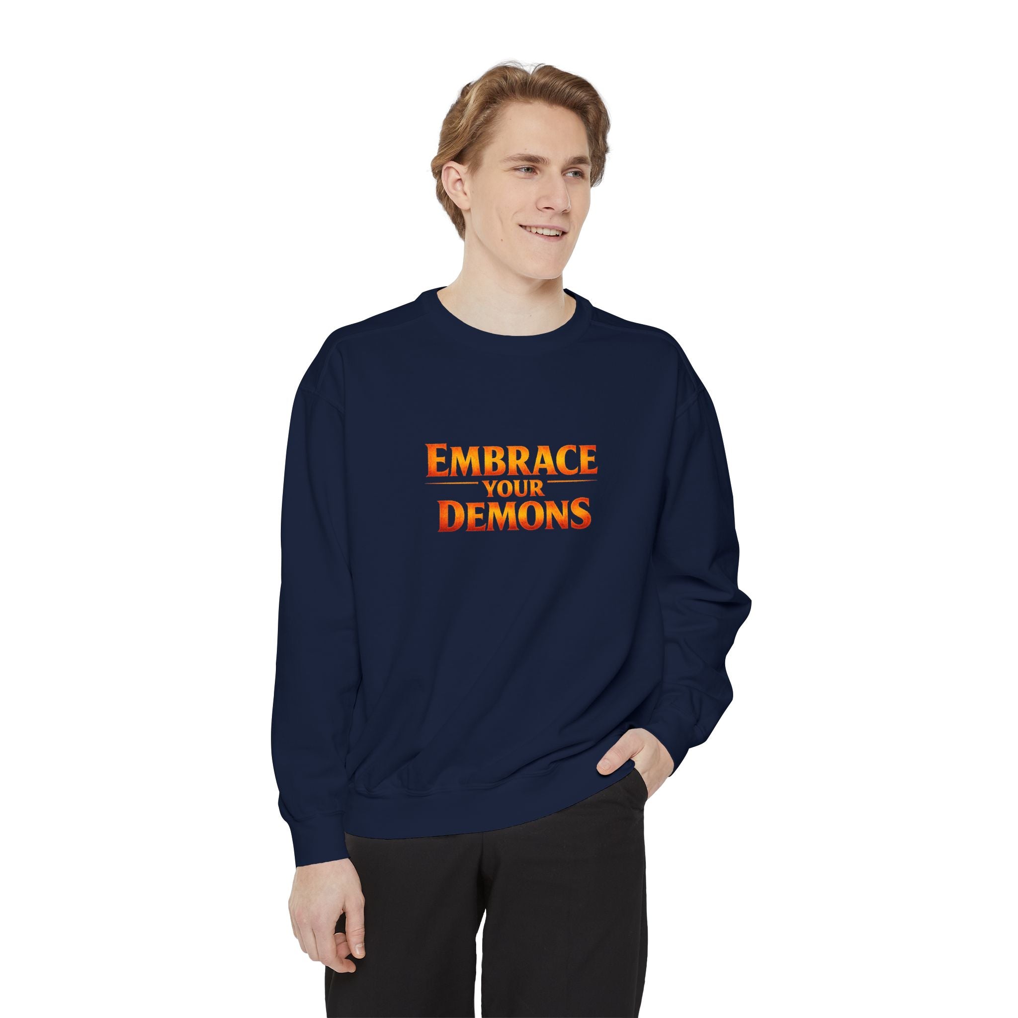 Embrace Your Demons Sweatshirt — Angel Warrior Graphic Crewneck