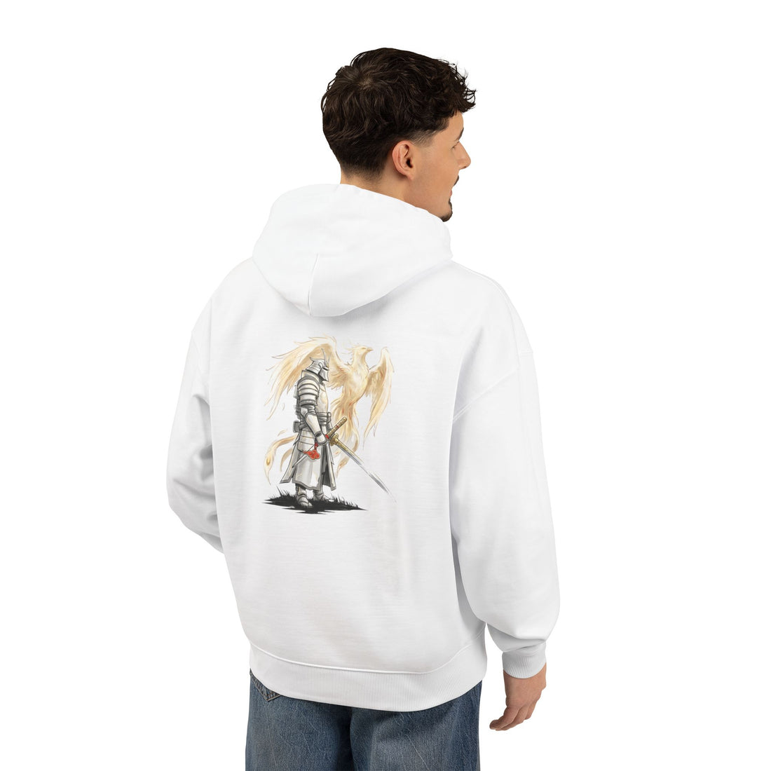 Angel Knight Hoodie — “I Am Forged by My Shadow” Graphic Pullover