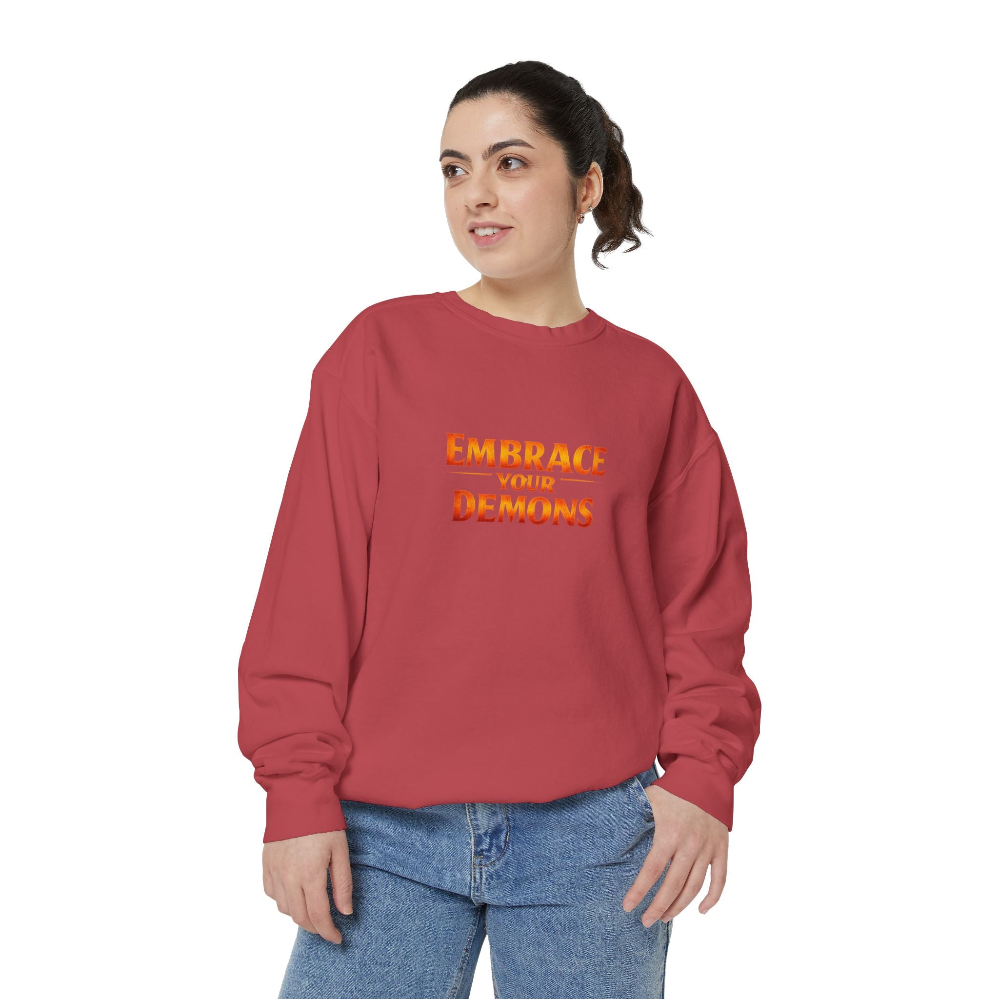 Embrace Your Demons Sweatshirt — Small Flame, Big Courage Graphic Crewneck