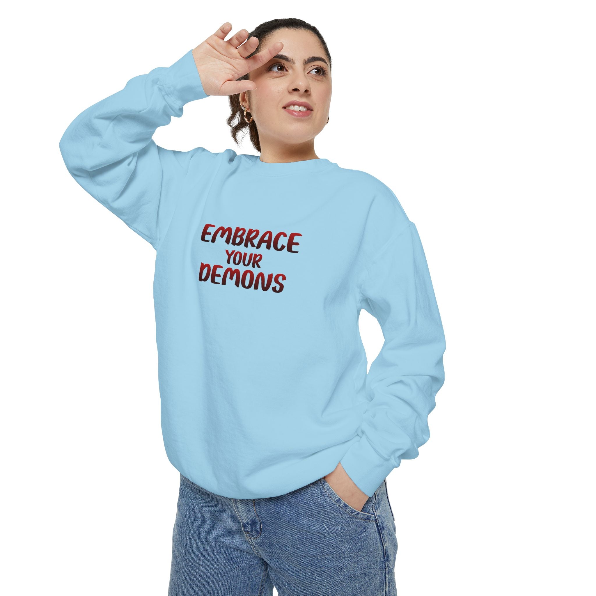 Embrace Your Demons Sweatshirt — Viking Warrior Graphic Crewneck