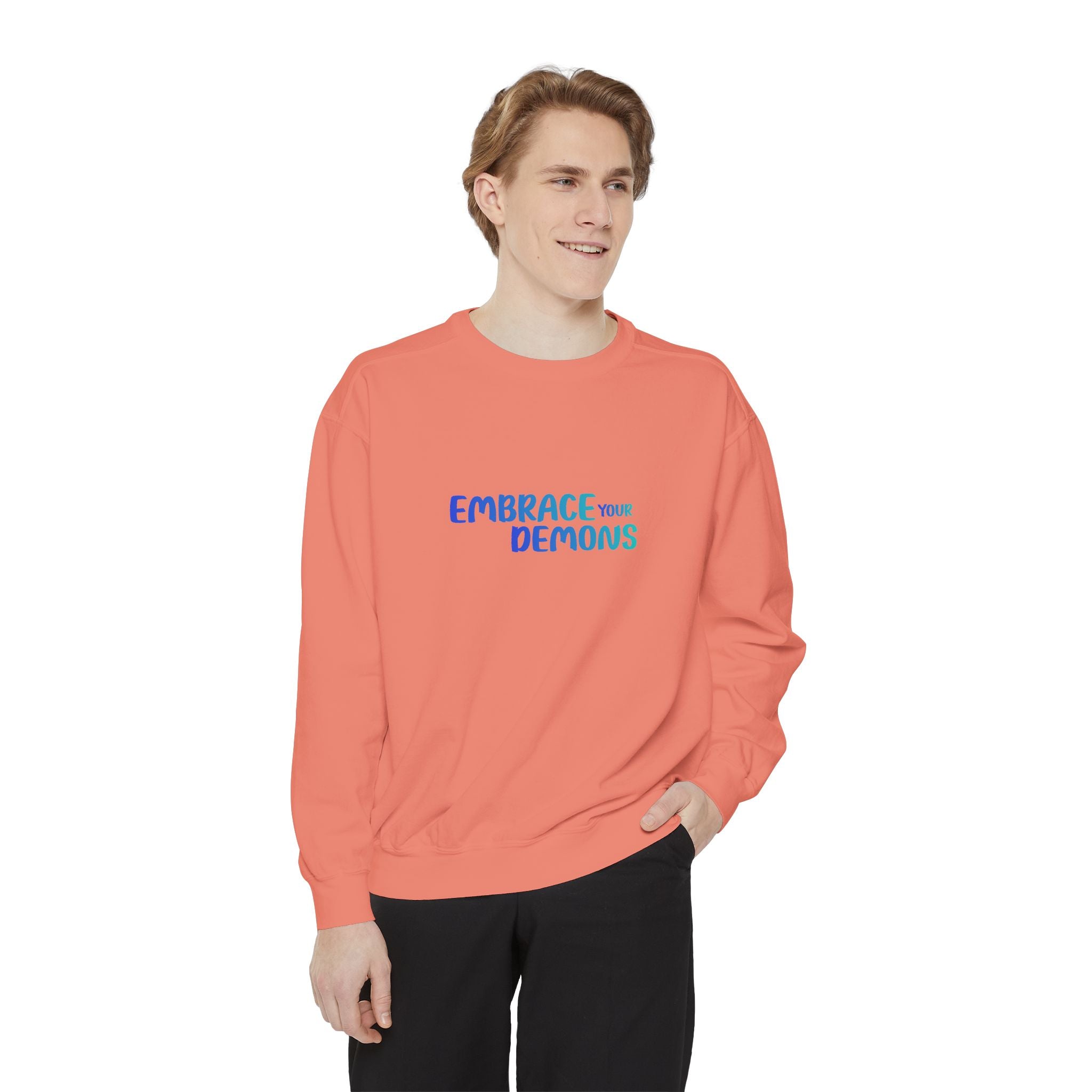 Embrace Your Demons Sweatshirt — "Cold Heart, Warm Soul" Cat Graphic Sweatshirt