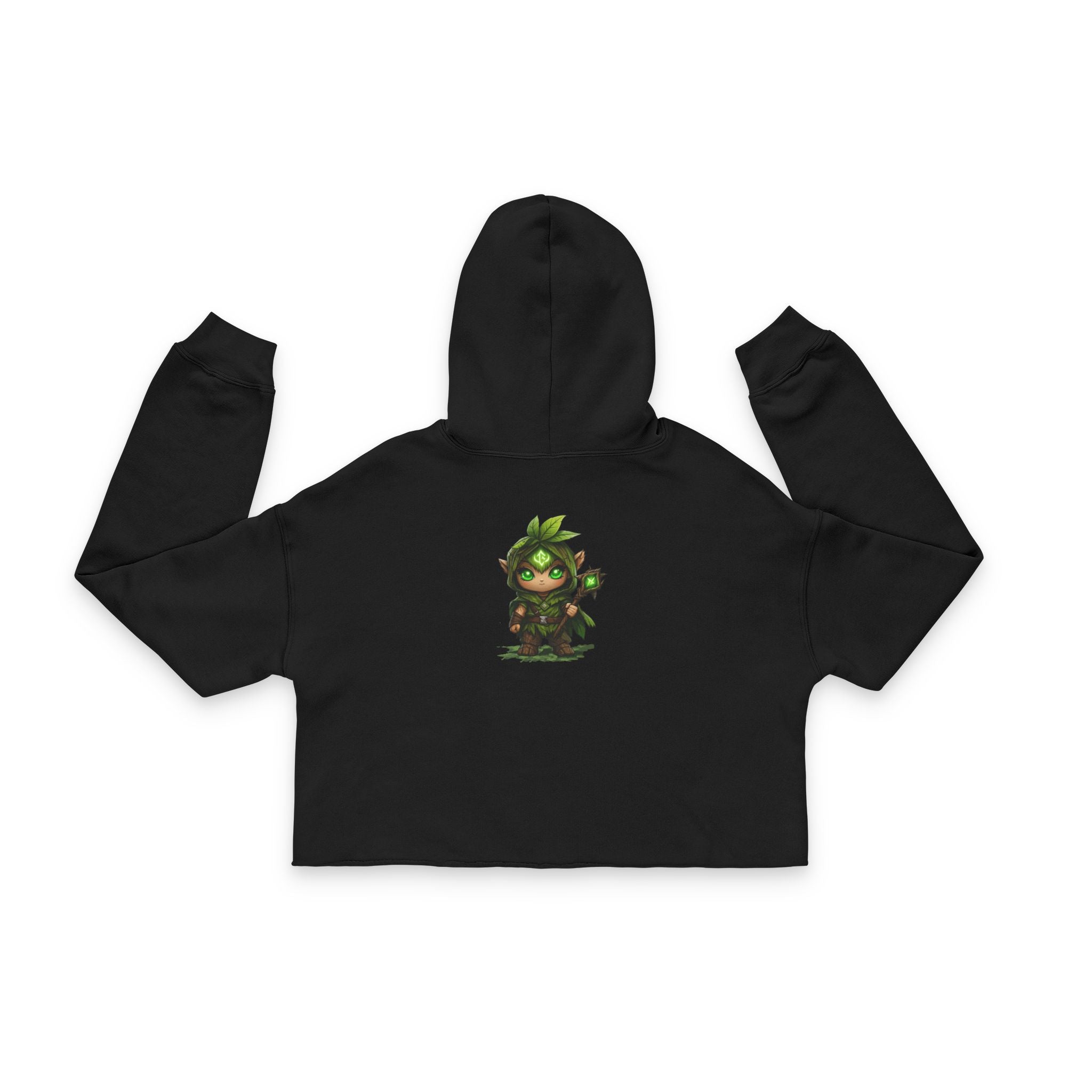 Cropped Hoodie "Embrace the Demons" Green Demon Graphic