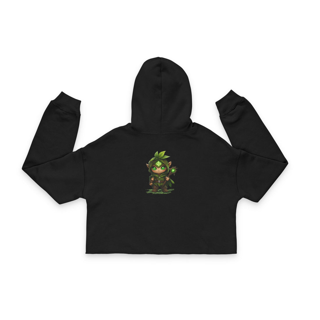 Cropped Hoodie "Embrace the Demons" Green Demon Graphic