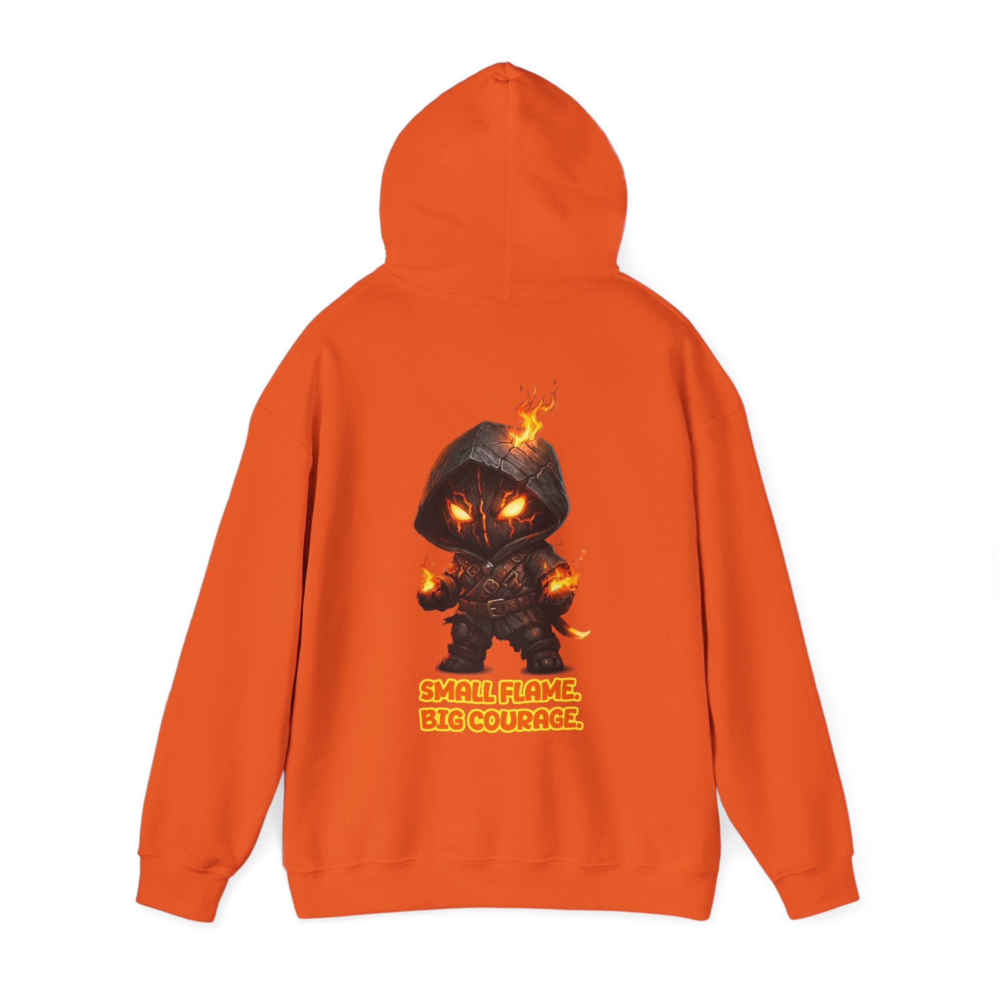 "Embrace Your Demons" Flame Hooded Sweatshirt (Small Flame, Big Courage)