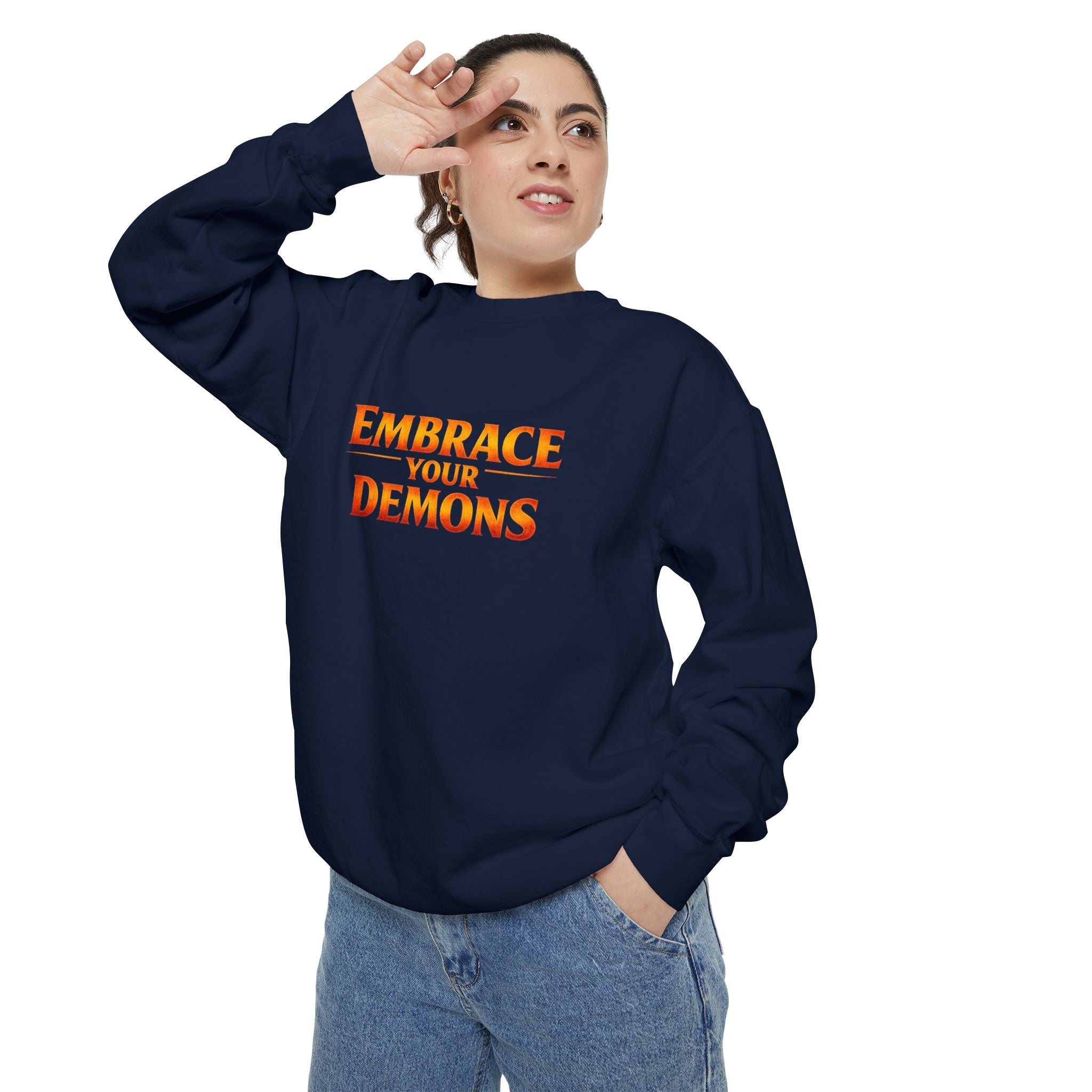 Embrace Your Demons Sweatshirt — Angel Warrior Graphic Crewneck