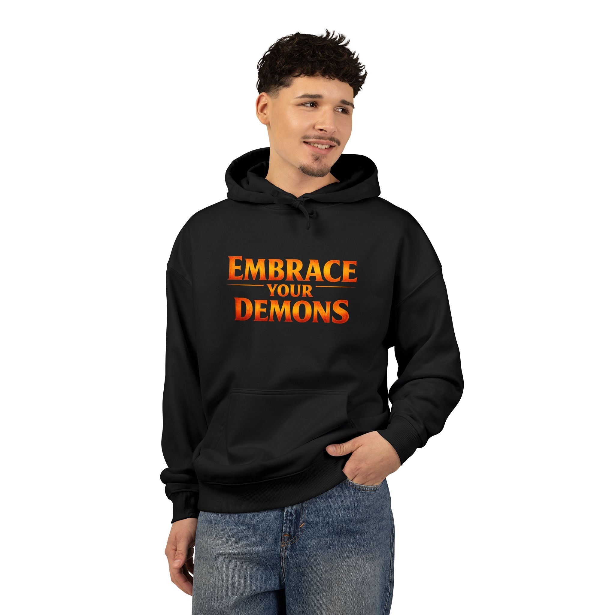 Embrace Your Demons Hoodie — Cute Fiery Demon Graphic Sweatshirt