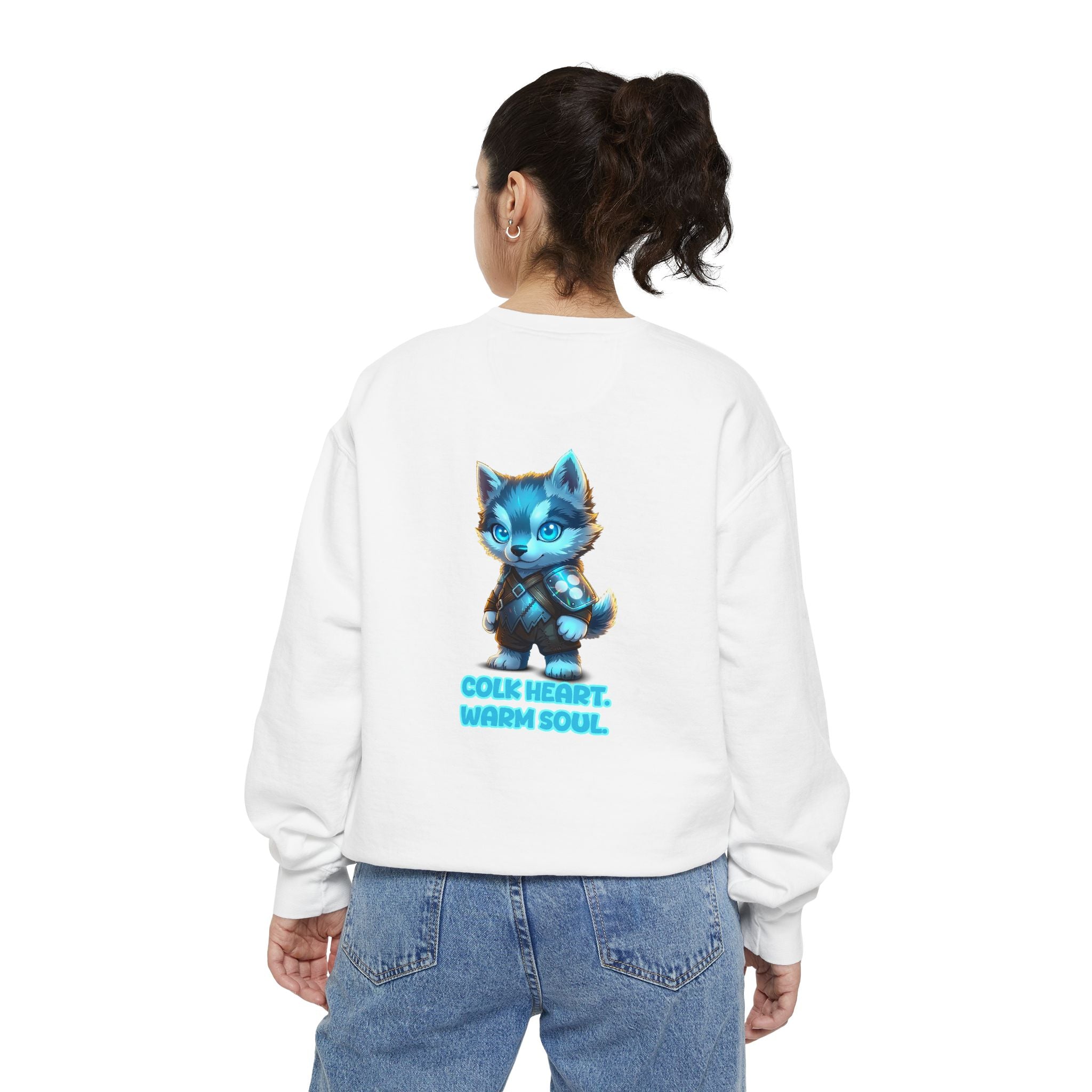 Embrace Your Demons Sweatshirt — "Cold Heart, Warm Soul" Cat Graphic Sweatshirt