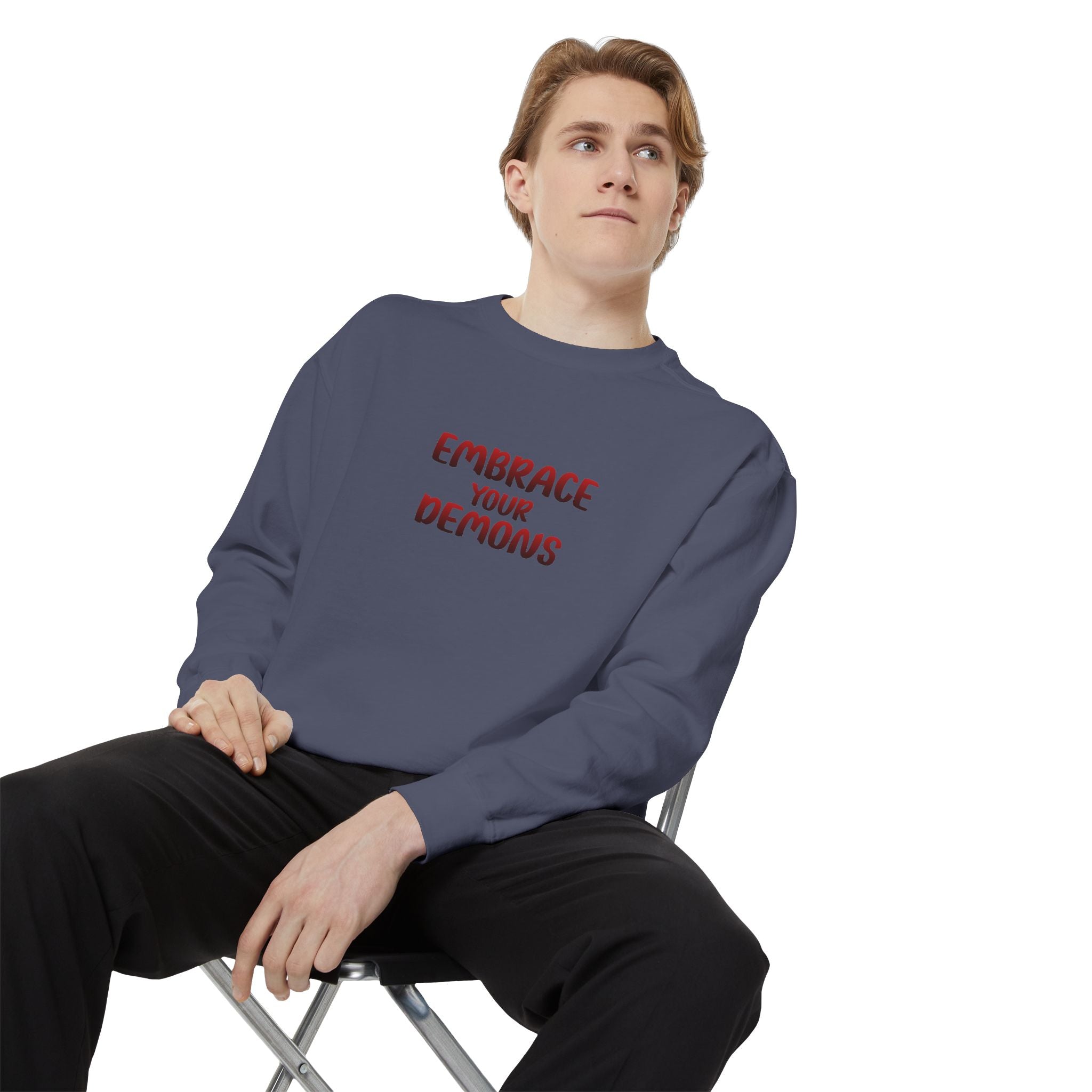 Embrace Your Demons Sweatshirt — Viking Warrior Graphic Crewneck