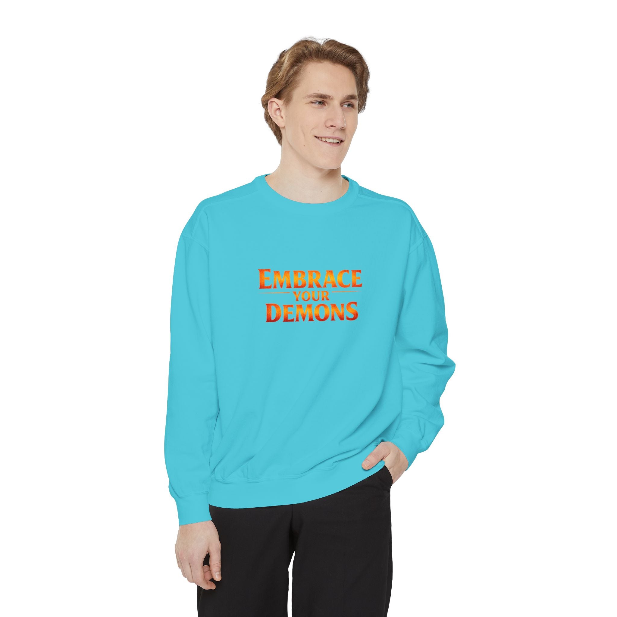 Embrace Your Demons Sweatshirt — Angel Warrior Graphic Crewneck