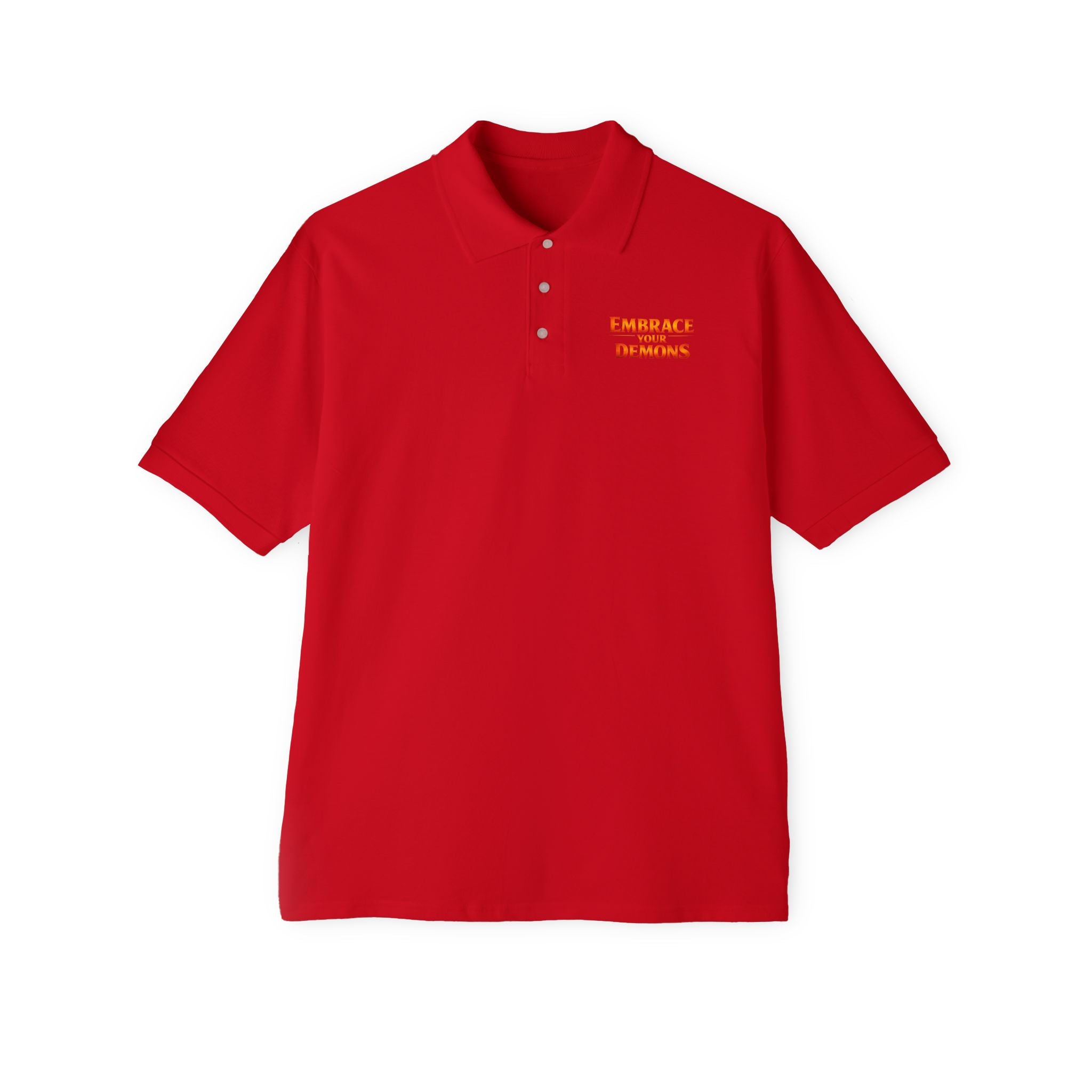 Men's Polo — 'Embrace The Demons' Graphic Chest & Back Print