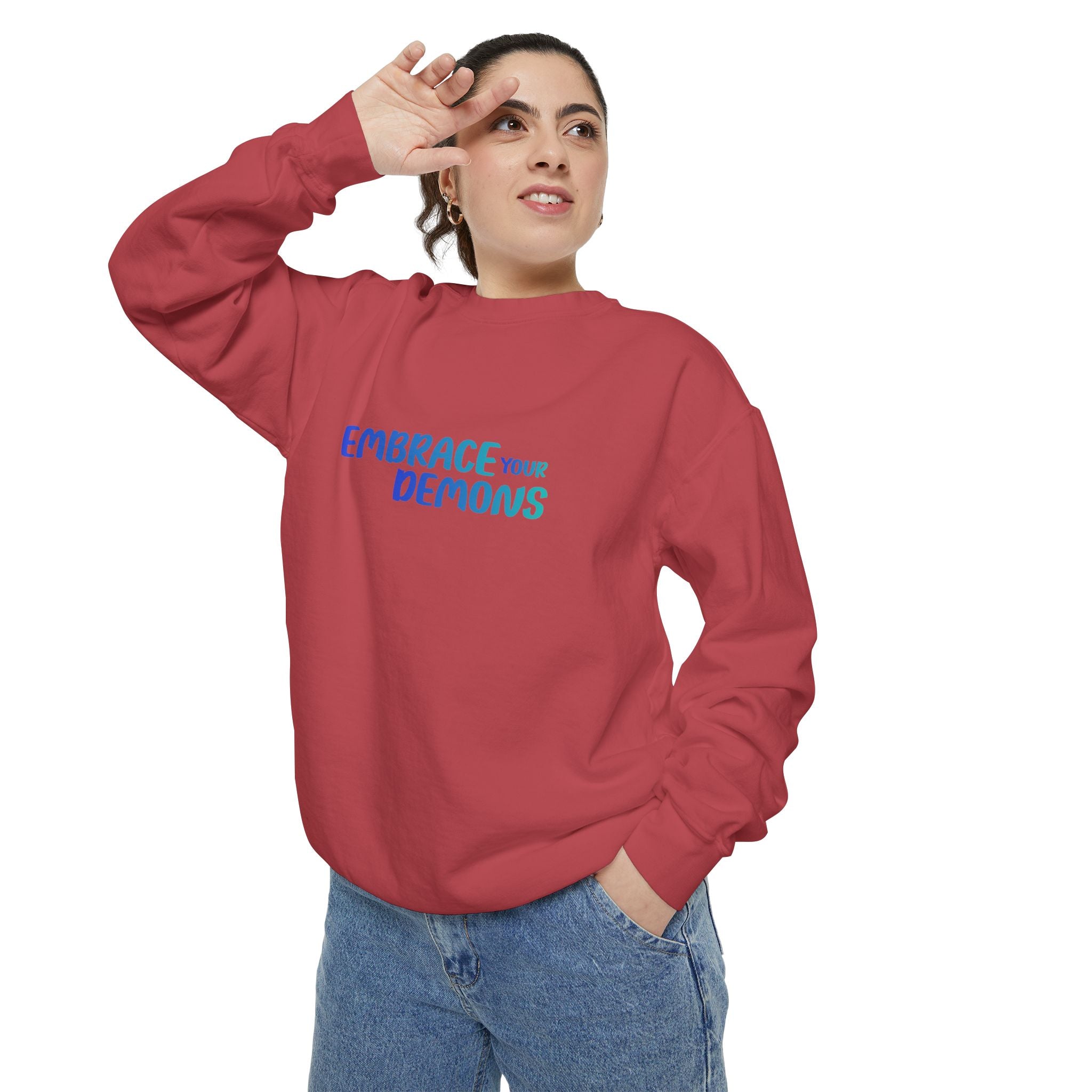 Embrace Your Demons Sweatshirt — "Cold Heart, Warm Soul" Cat Graphic Sweatshirt