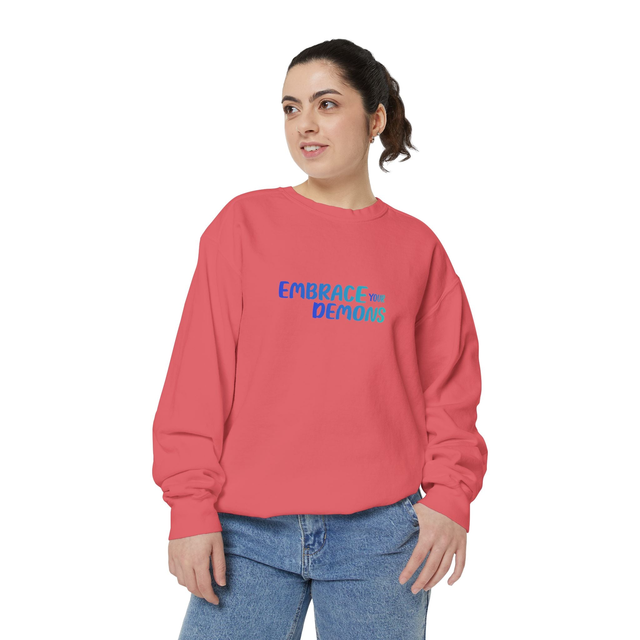 Embrace Your Demons Sweatshirt — "Cold Heart, Warm Soul" Cat Graphic Sweatshirt