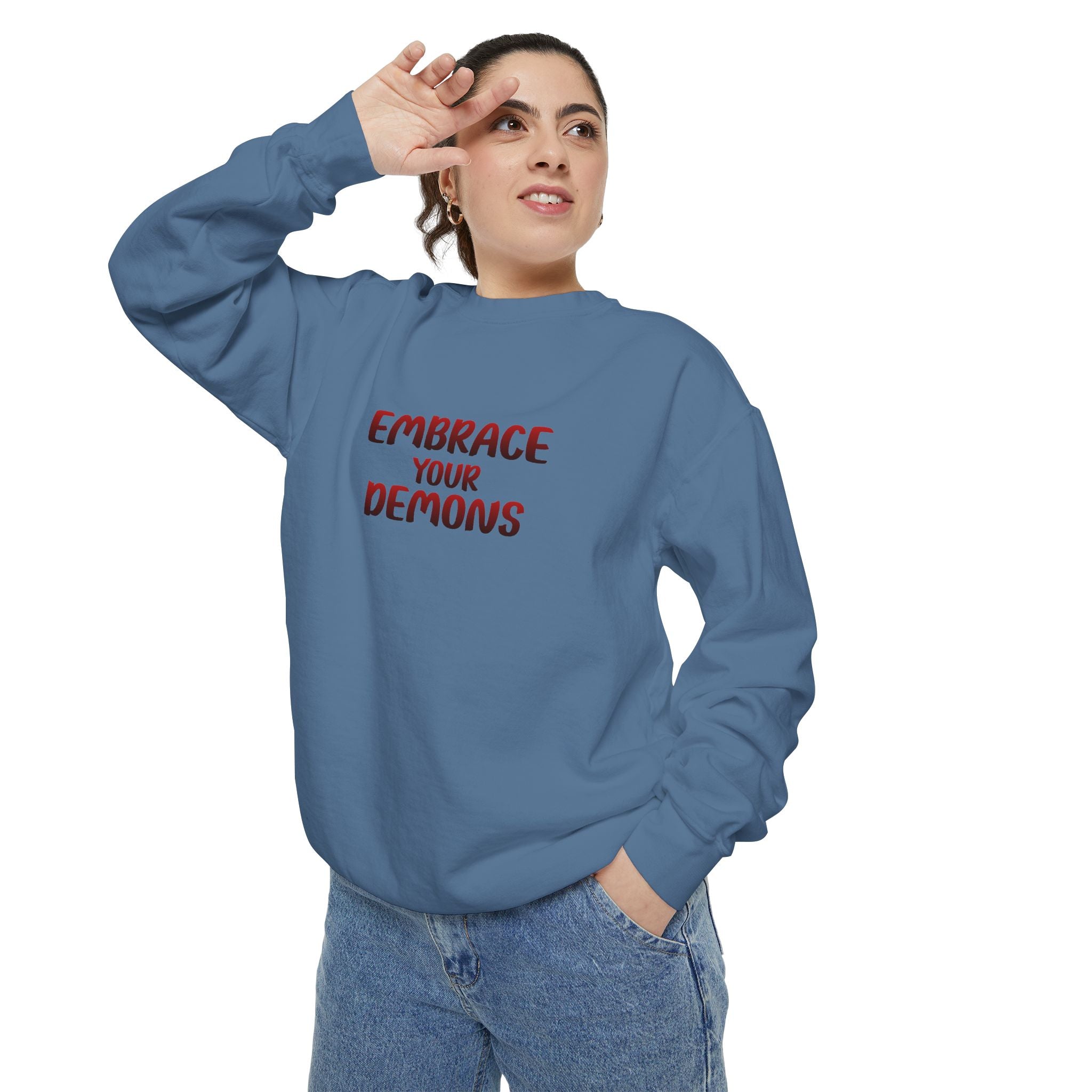 Embrace Your Demons Sweatshirt — Viking Warrior Graphic Crewneck